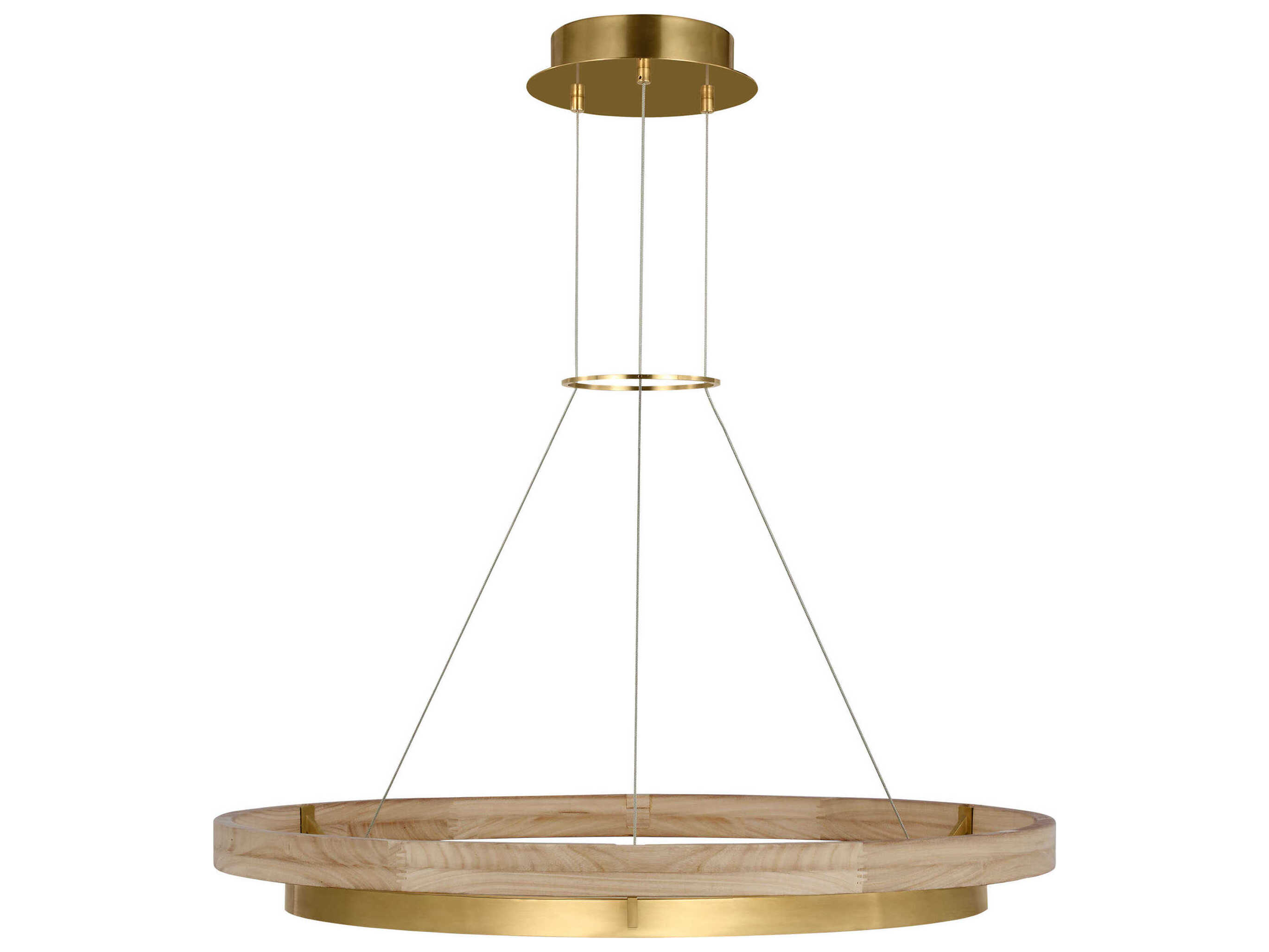 Visual Comfort Modern Grace 1-Light Hand Rubbed Antique Brass Natural Oak Pendant