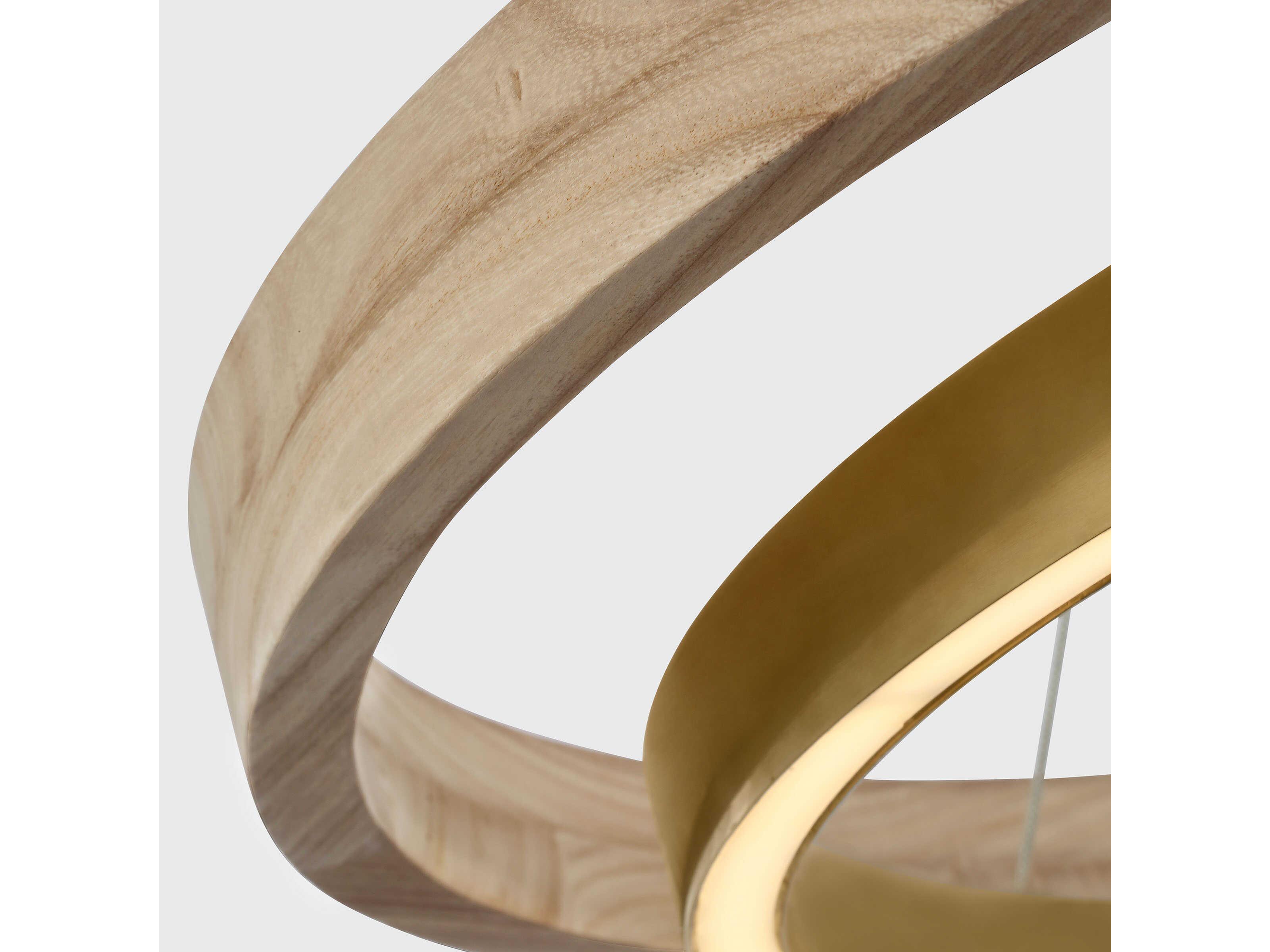 Visual Comfort Modern Grace 1-Light Hand Rubbed Antique Brass Natural Oak Pendant