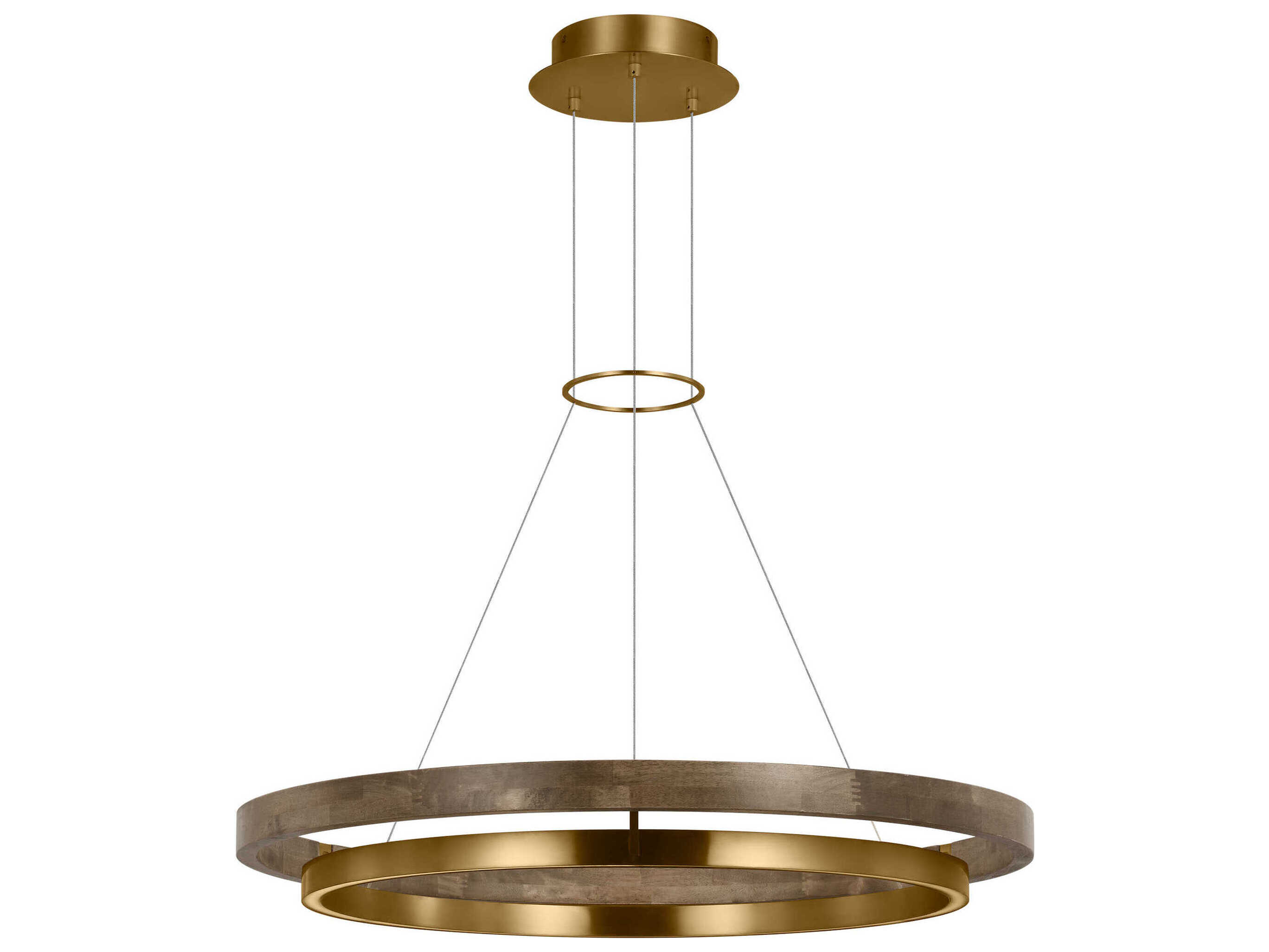 Visual Comfort Modern Grace 1-Light Natural Brass Weathered Oak Round Pendant