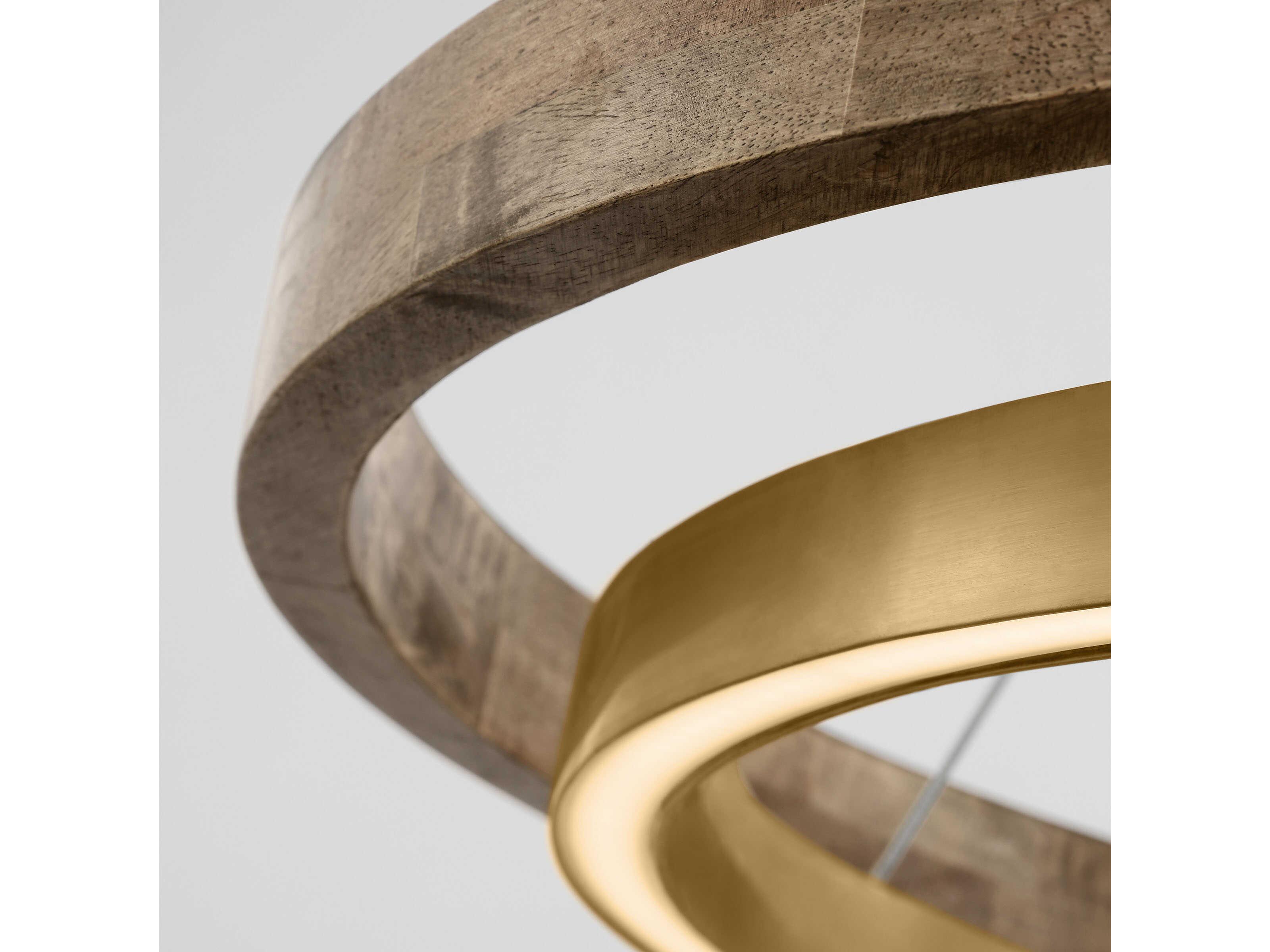 Visual Comfort Modern Grace 1-Light Natural Brass Weathered Oak Round Pendant