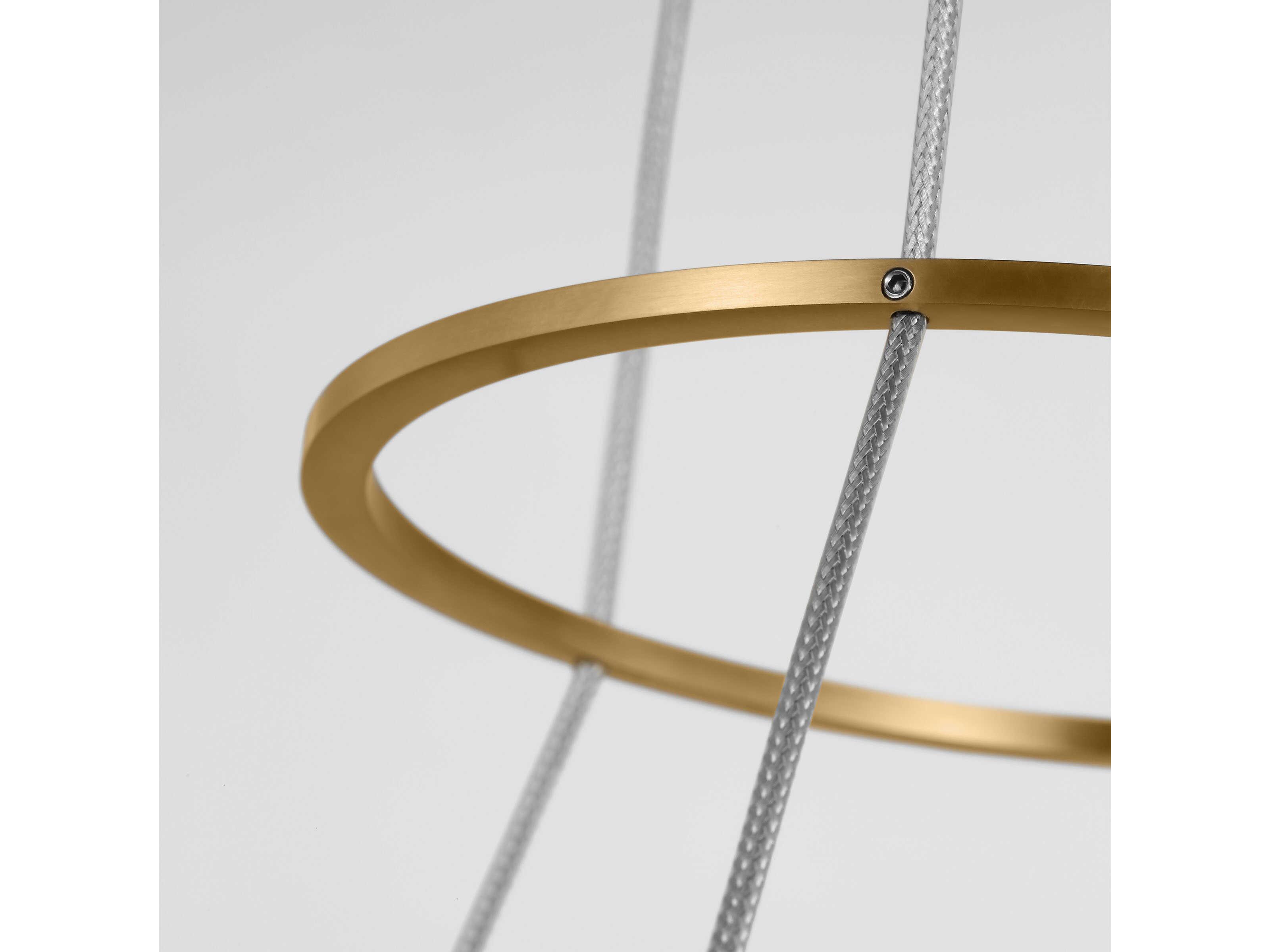 Visual Comfort Modern Grace 1-Light Natural Brass Weathered Oak Round Pendant