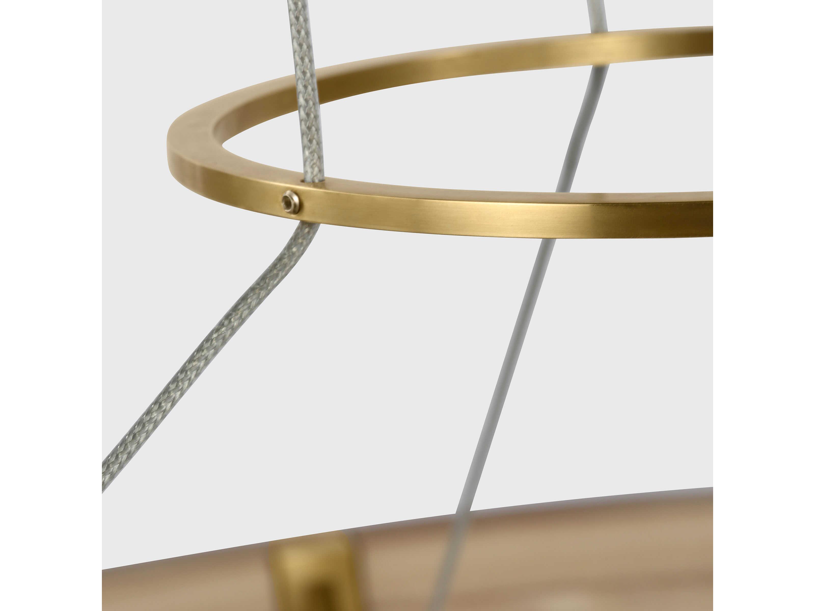 Visual Comfort Modern Grace 1-Light Hand Rubbed Antique Brass Natural Oak Pendant