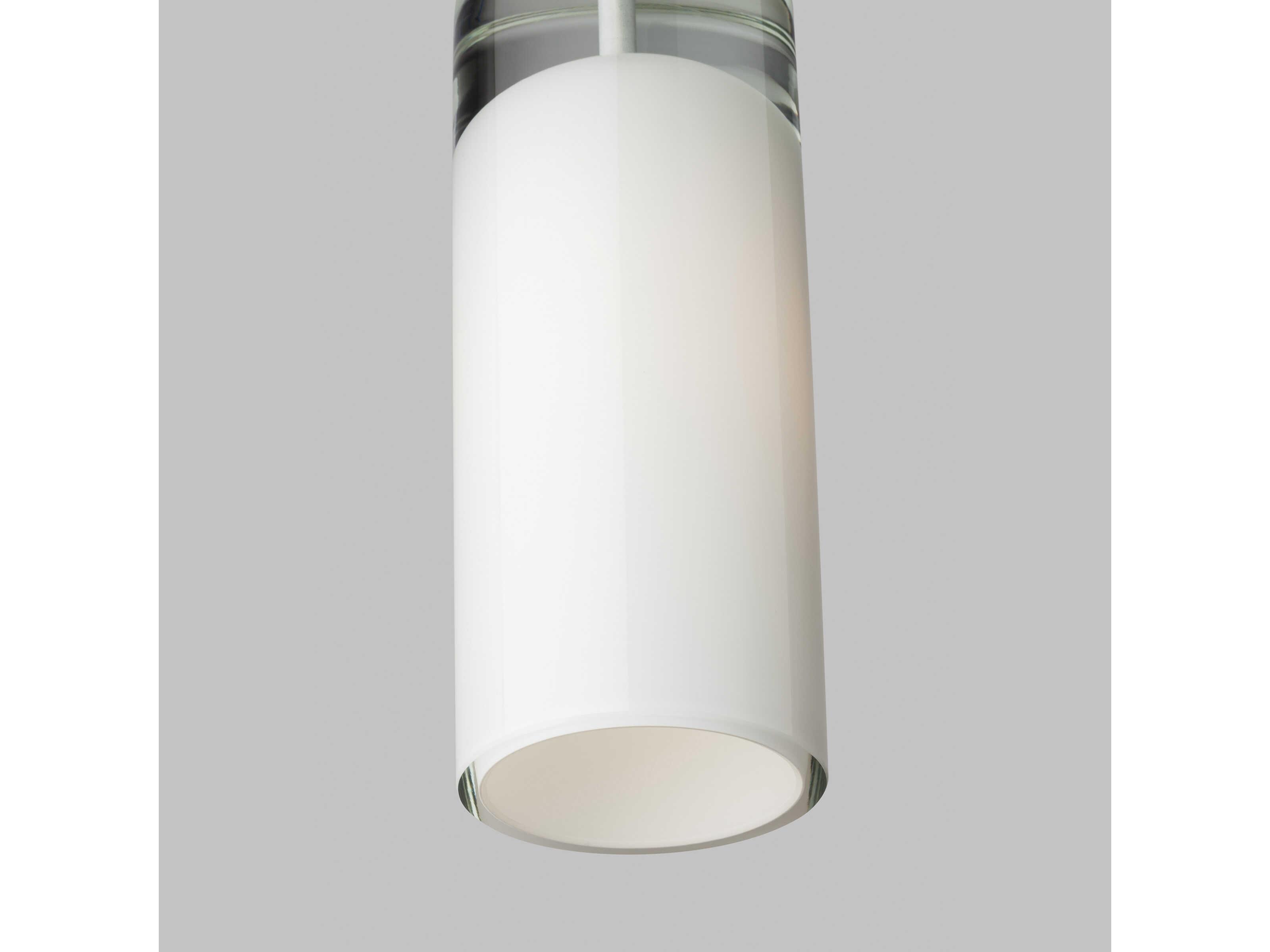 Visual Comfort Modern Horizon 1-Light Satin Nickel White Cylinder Mini Pendant
