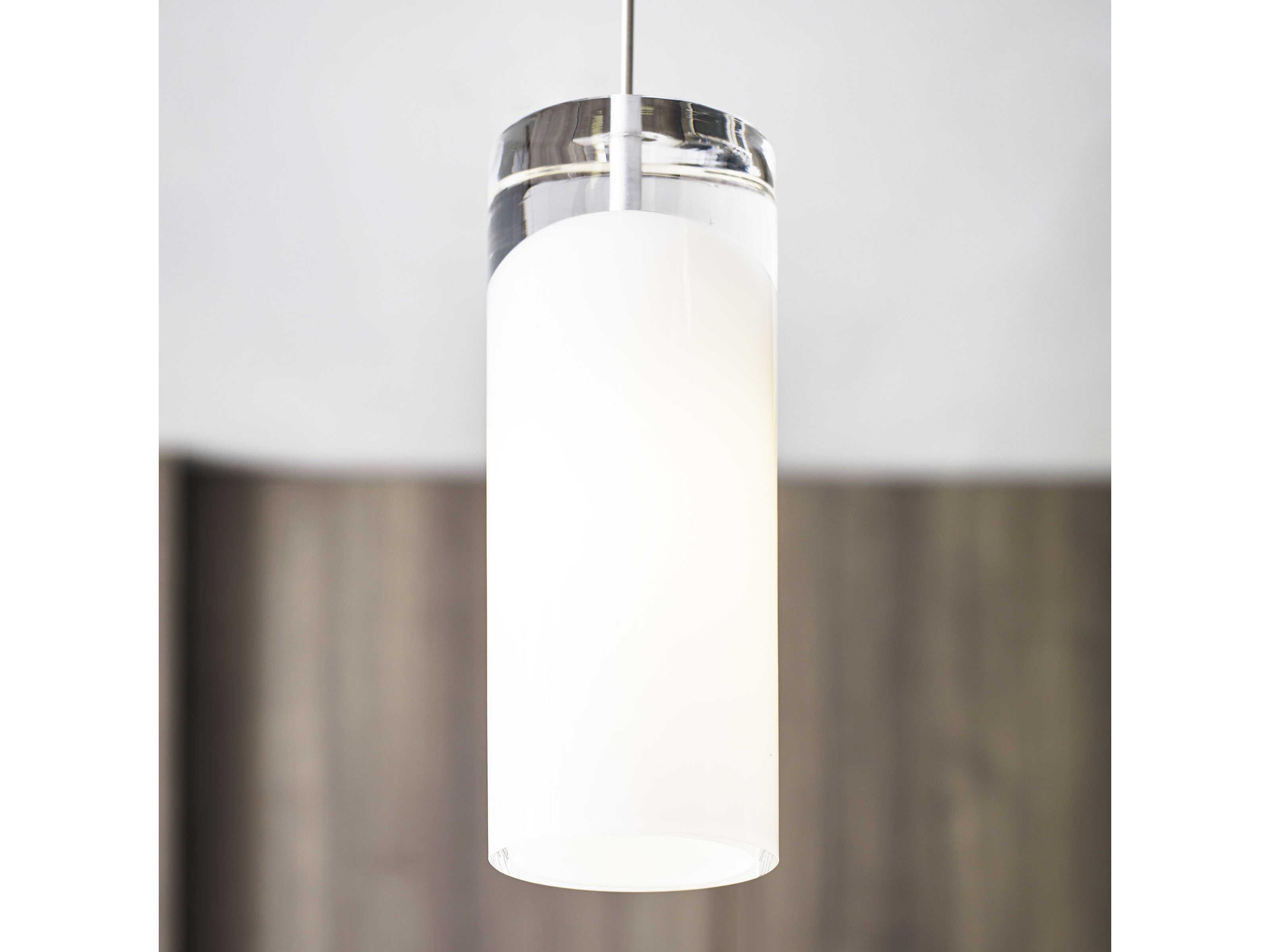 Visual Comfort Modern Horizon 1-Light Satin Nickel White Cylinder Mini Pendant