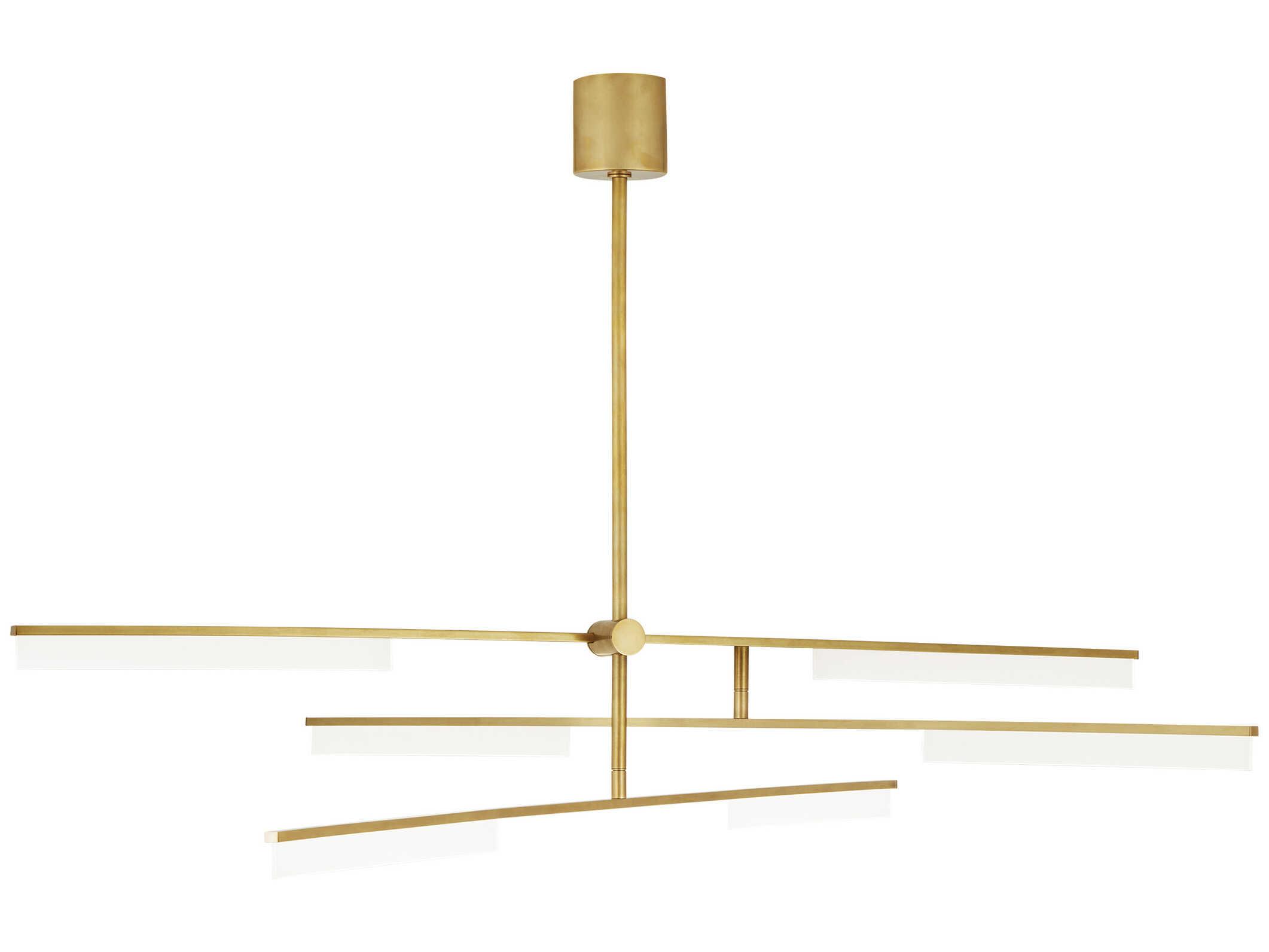 Visual Comfort Modern Klee 3-Light Natural Brass Linear Chandelier