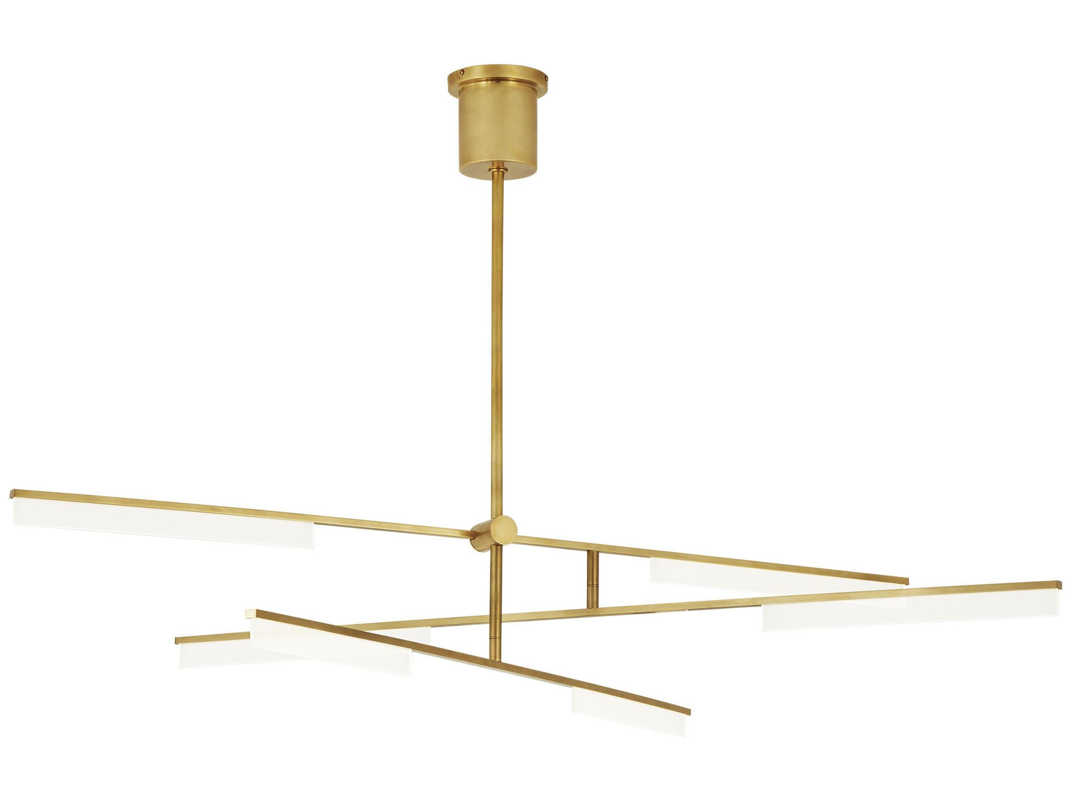 Visual Comfort Modern Klee 3-Light Natural Brass Linear Chandelier