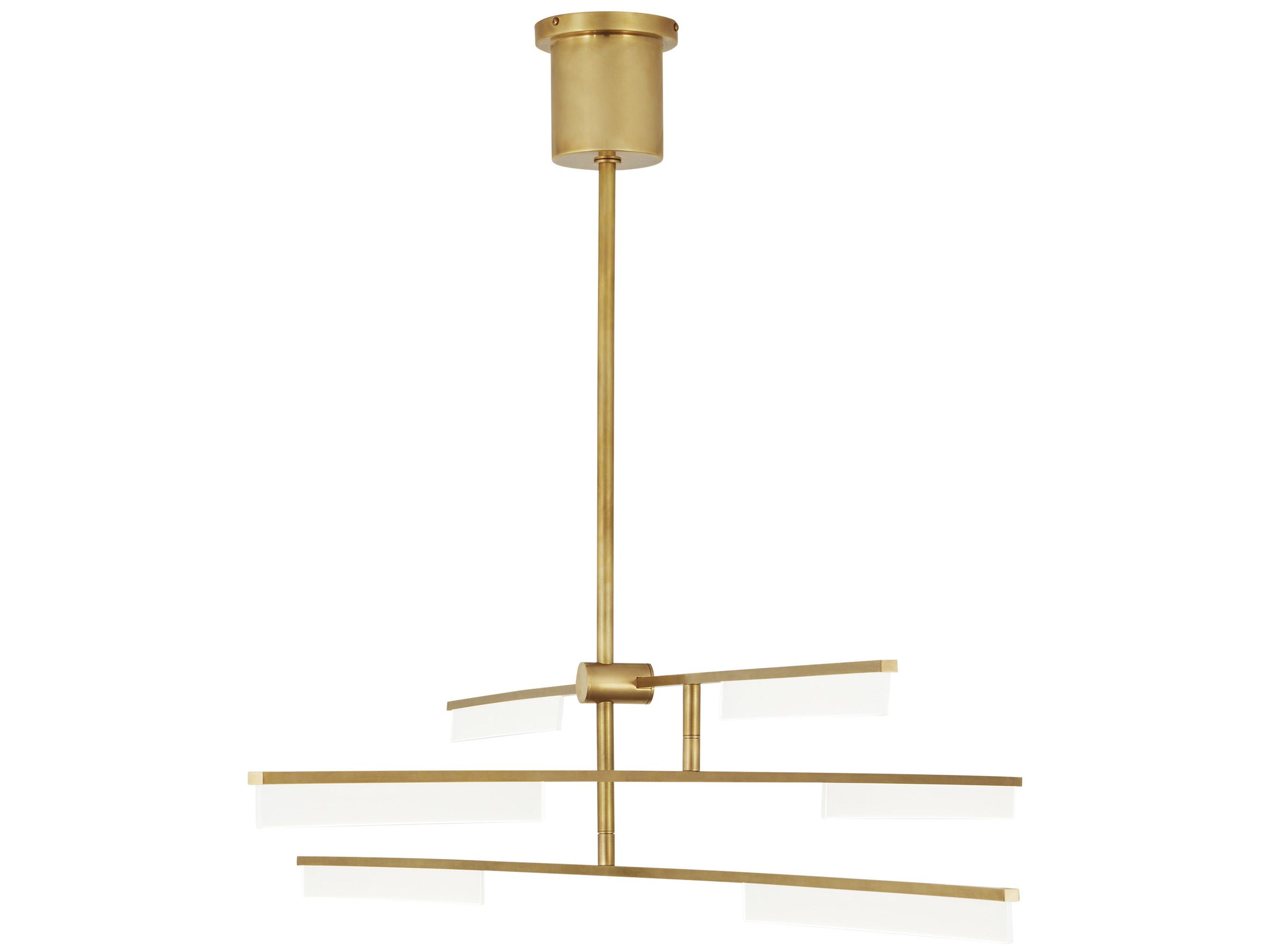 Visual Comfort Modern Klee 3-Light Natural Brass Linear Chandelier