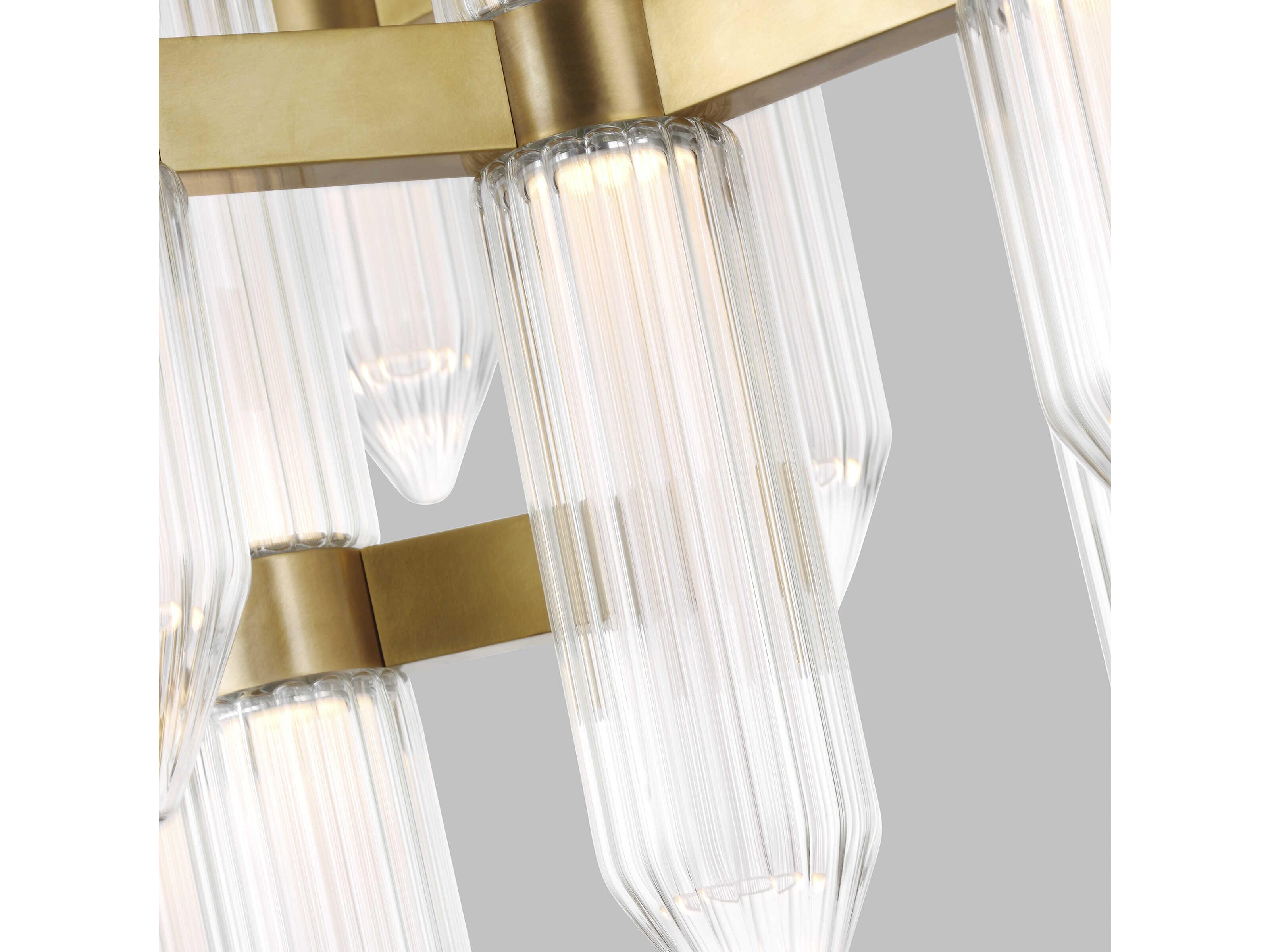 Visual Comfort Modern Langston 12-Light Plated Brass Tiered Chandelier