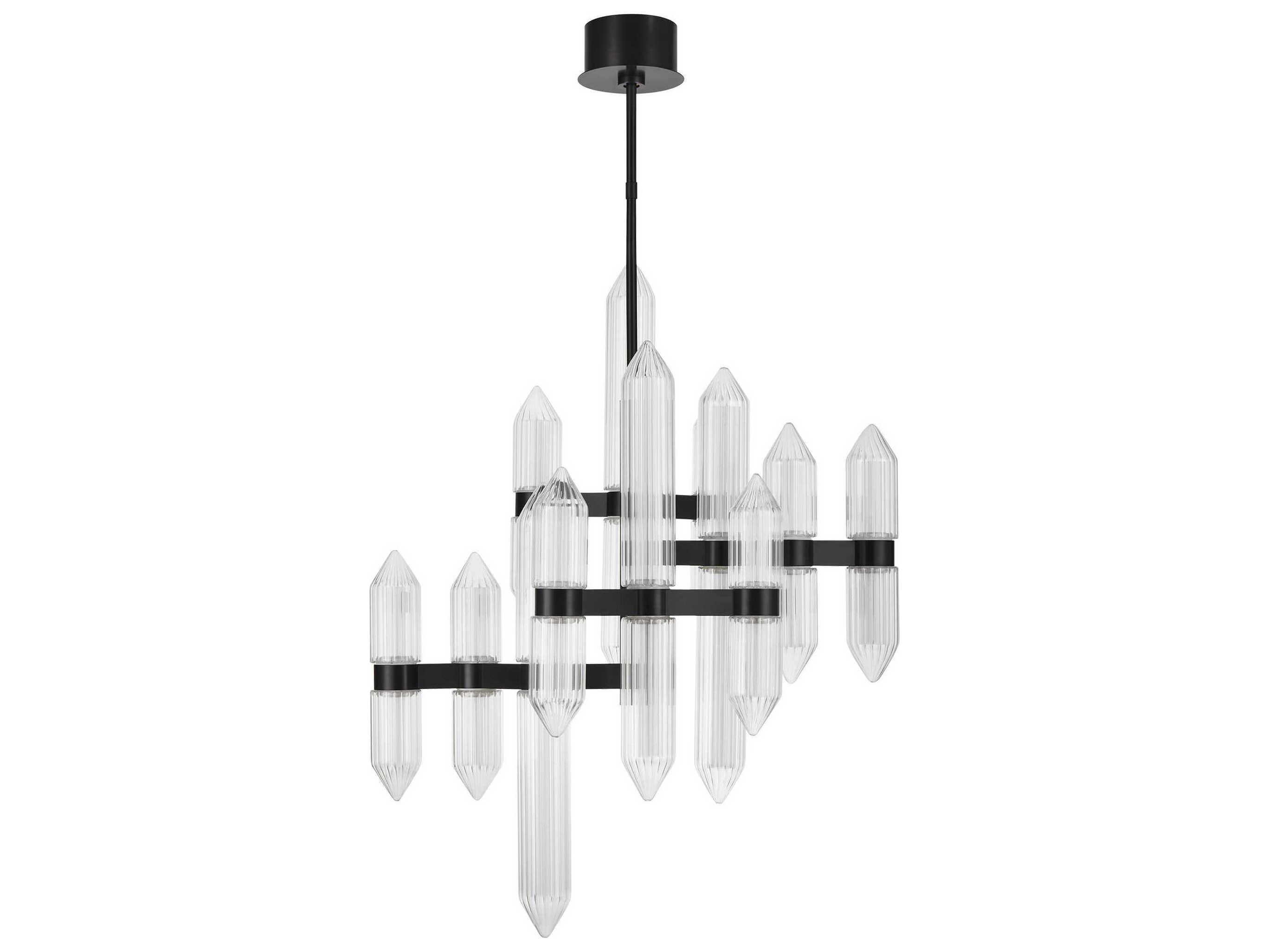 Visual Comfort Modern Langston 12-Light Plated Dark Bronze Tiered Chandelier
