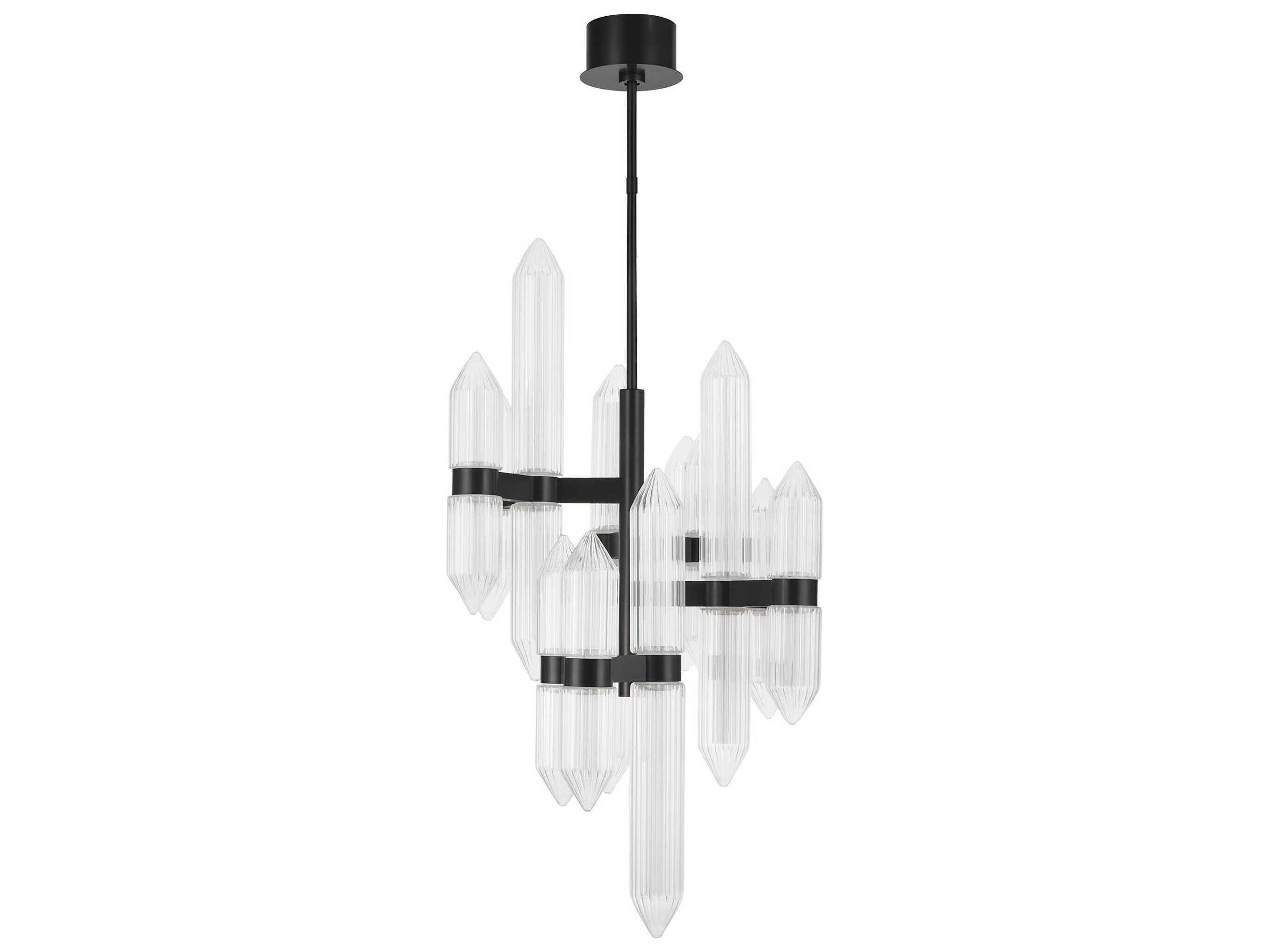 Visual Comfort Modern Langston 12-Light Plated Dark Bronze Tiered Chandelier