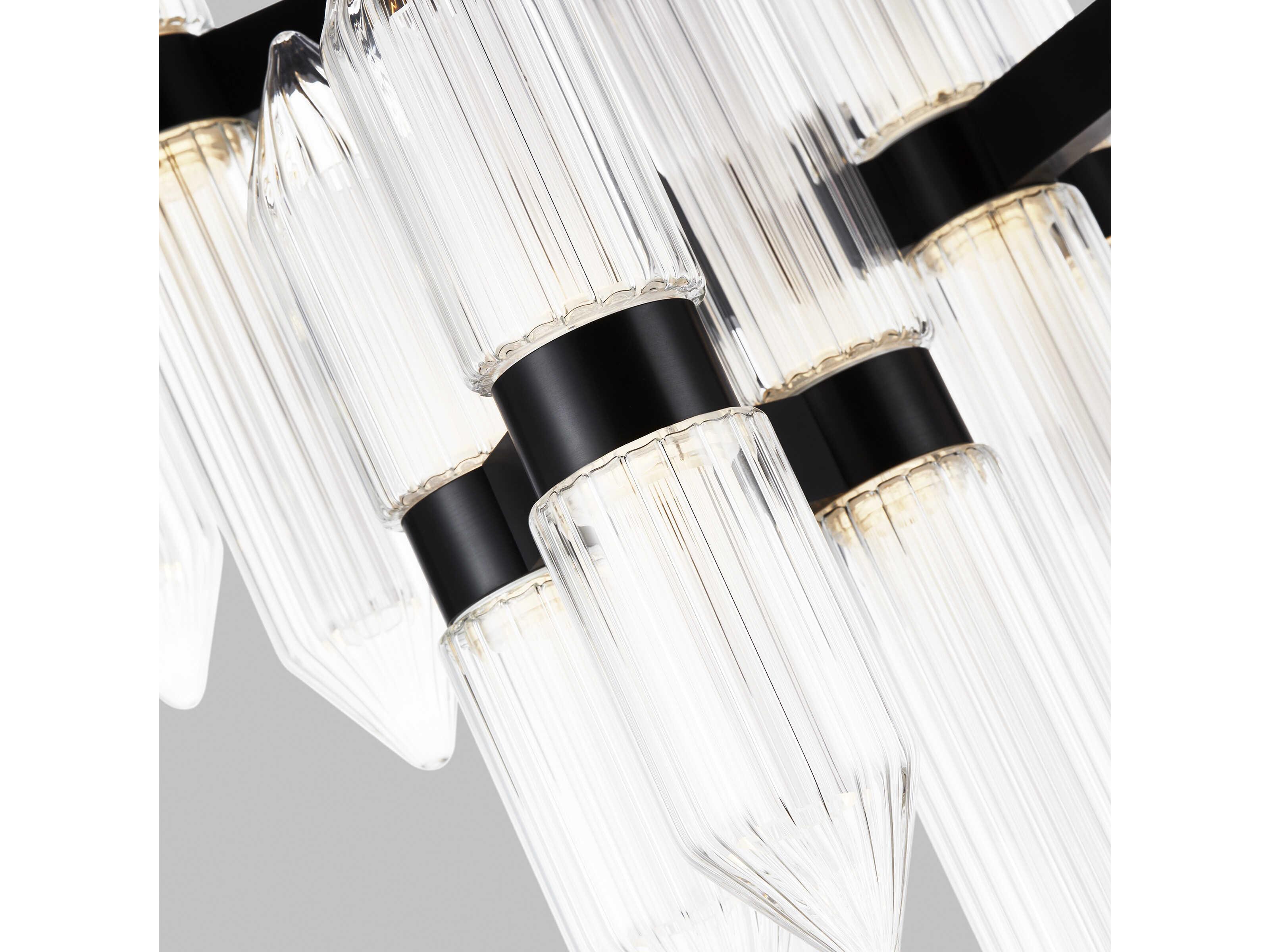 Visual Comfort Modern Langston 12-Light Plated Dark Bronze Tiered Chandelier