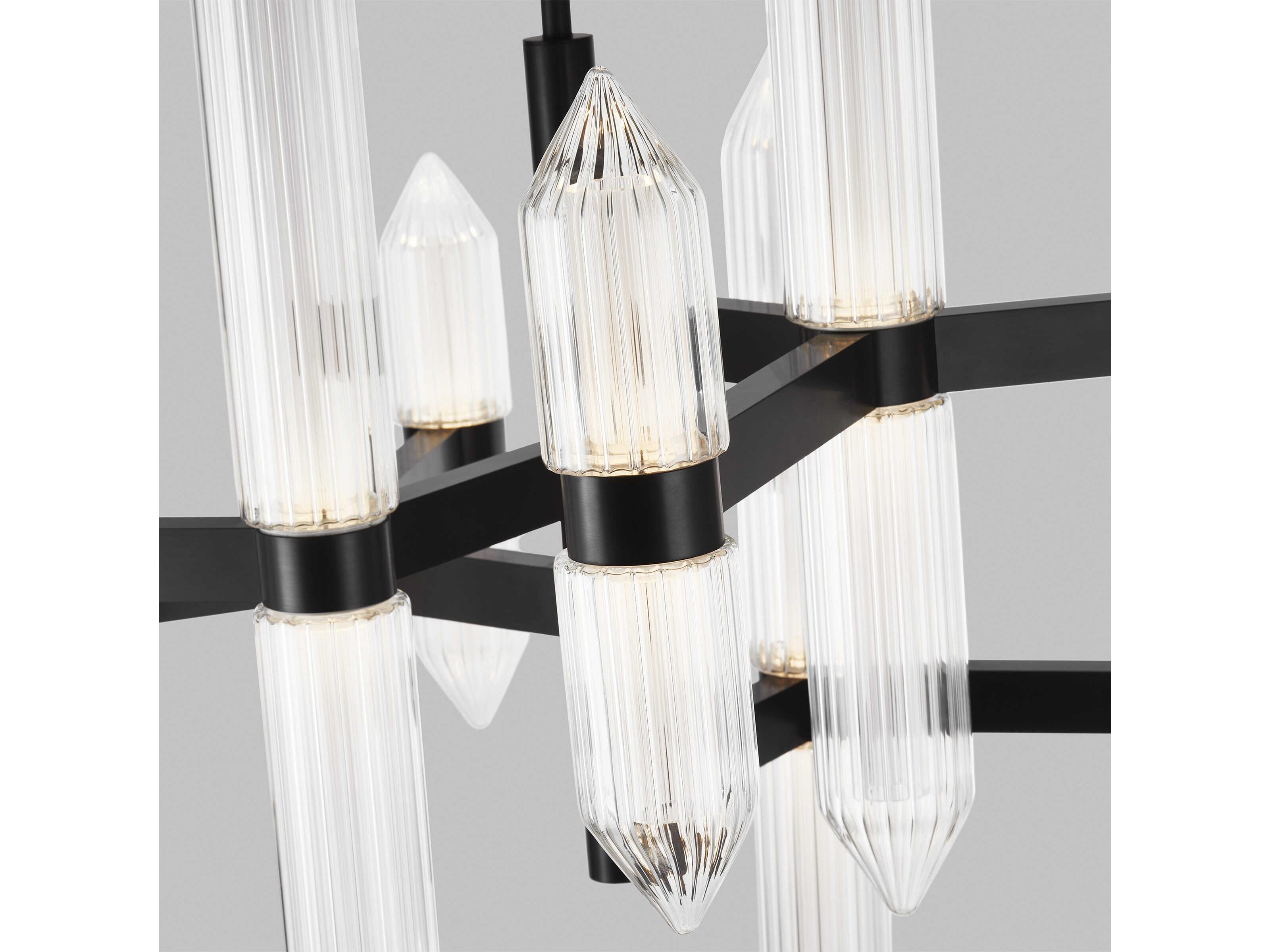 Visual Comfort Modern Langston 12-Light Plated Dark Bronze Tiered Chandelier