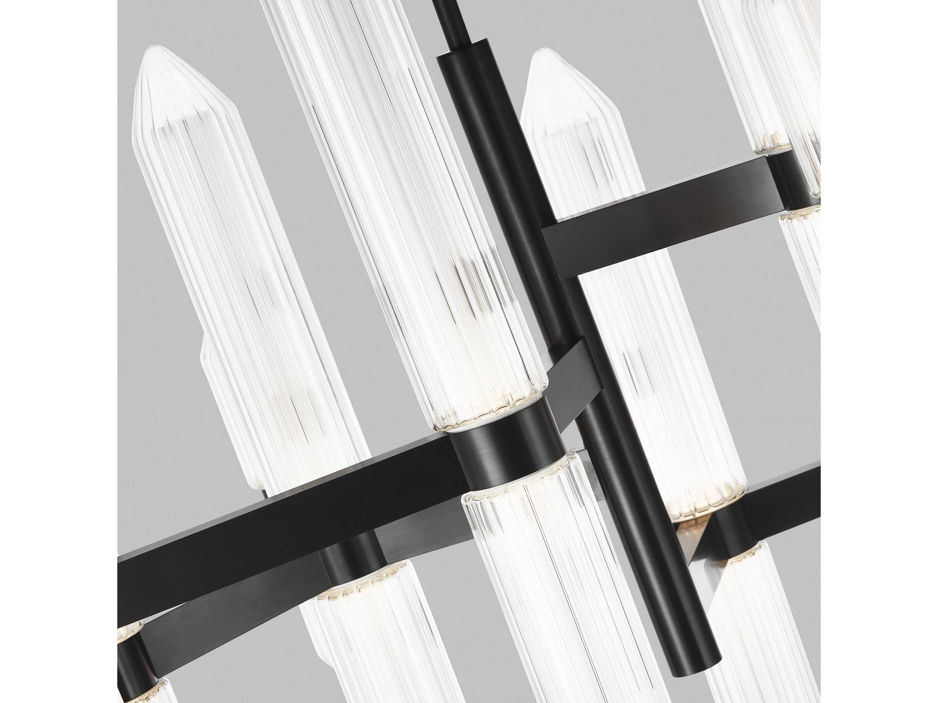 Visual Comfort Modern Langston 12-Light Plated Dark Bronze Tiered Chandelier