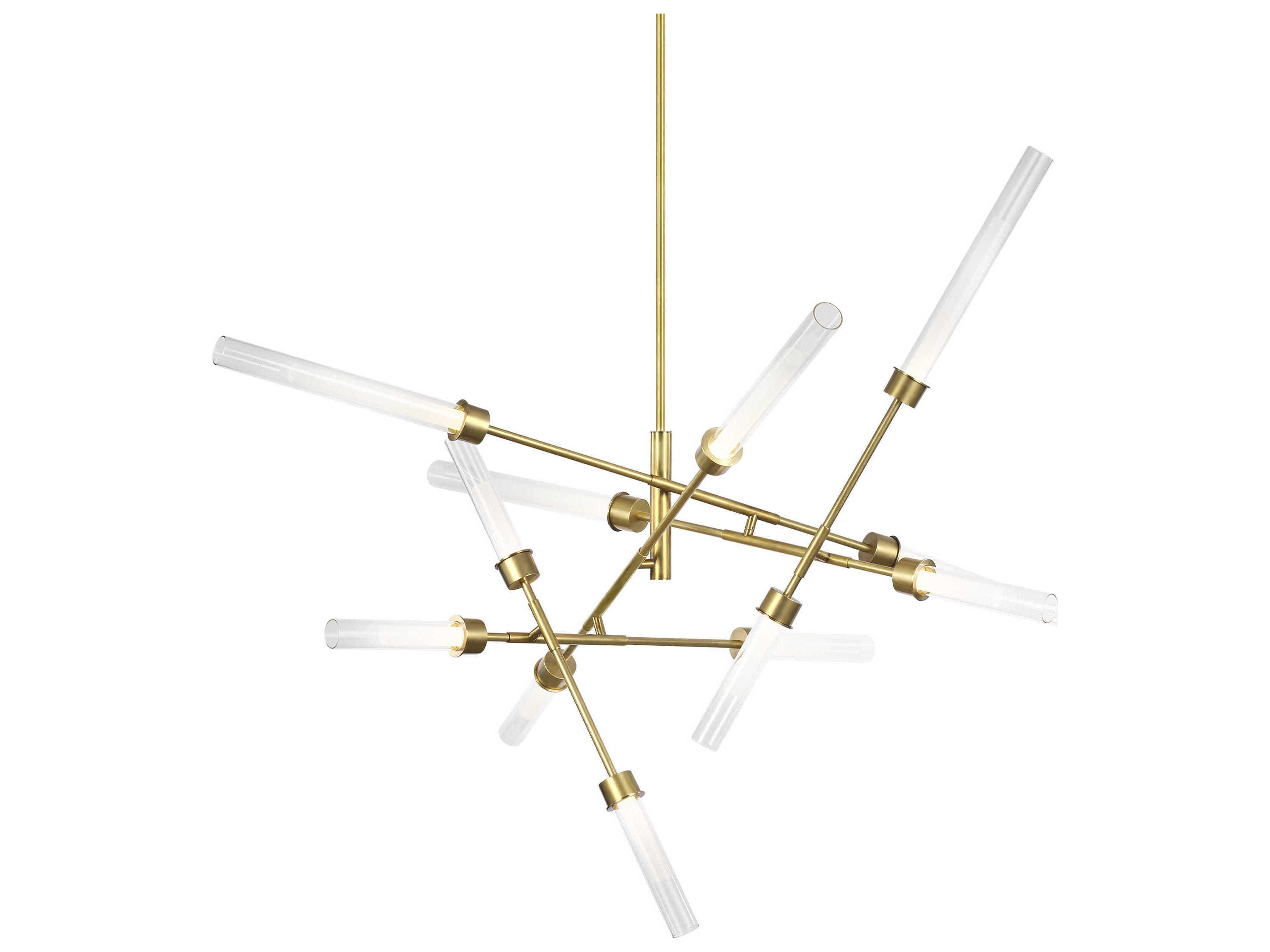 Visual Comfort Modern Linger 12-Light Natural Brass Chandelier