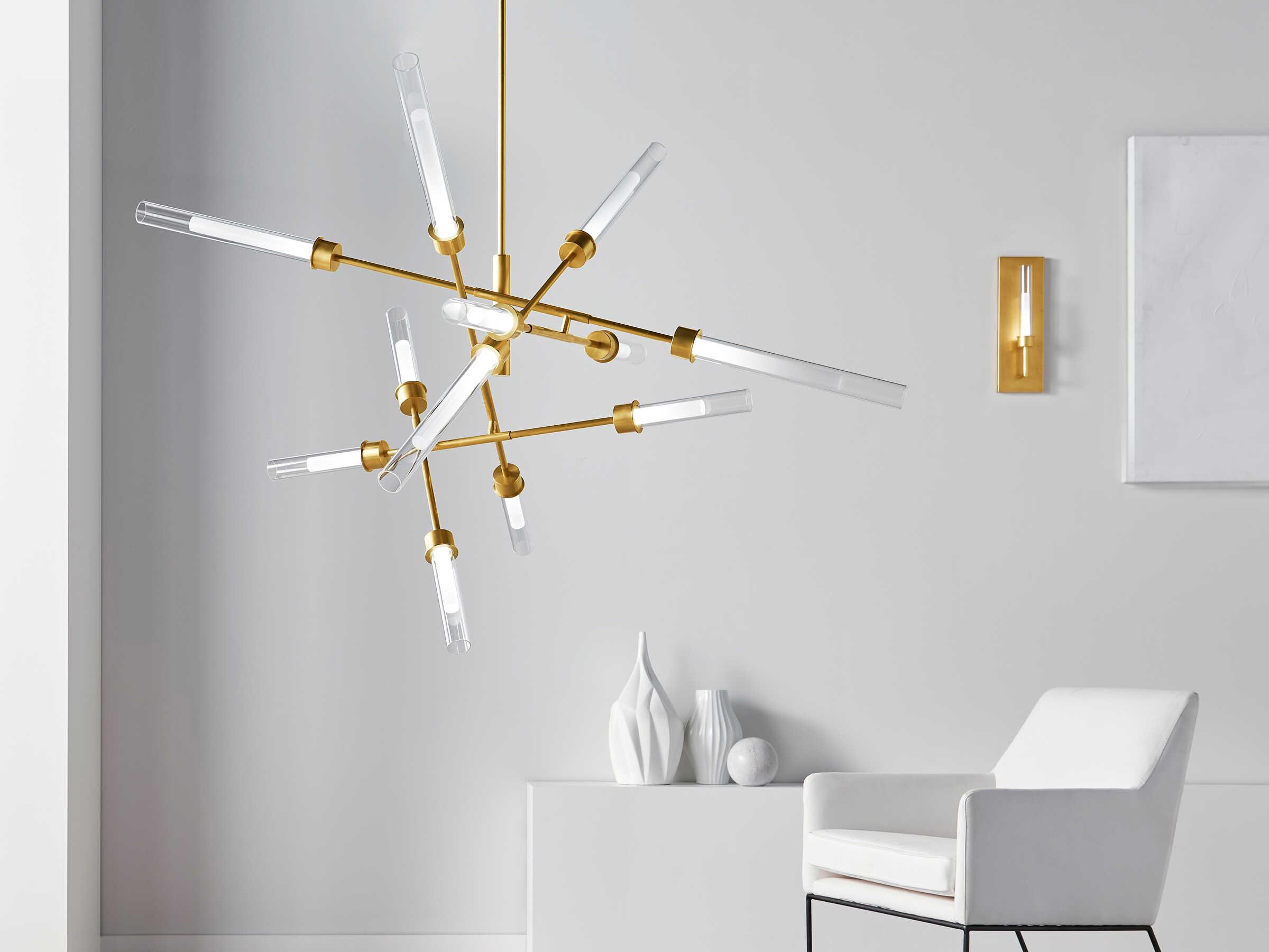Visual Comfort Modern Linger 12-Light Natural Brass Chandelier