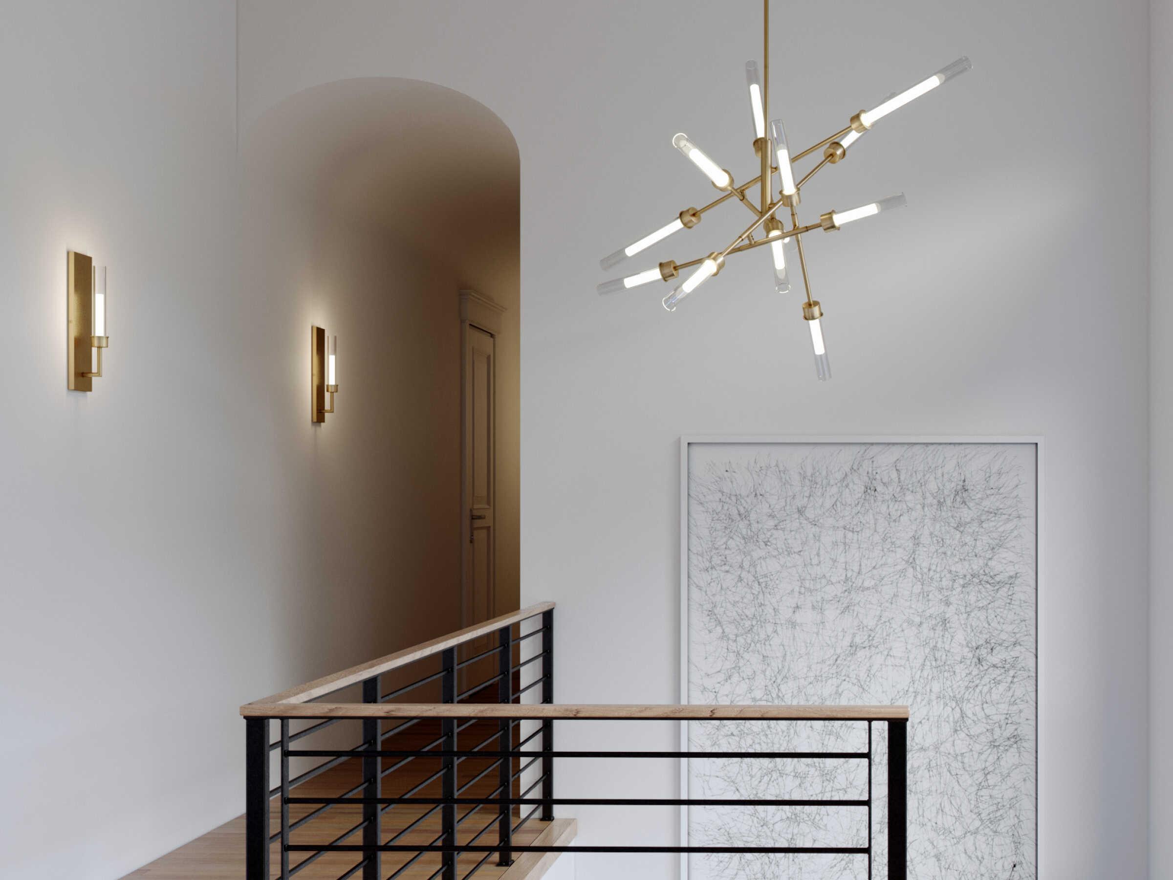 Visual Comfort Modern Linger 12-Light Natural Brass Chandelier