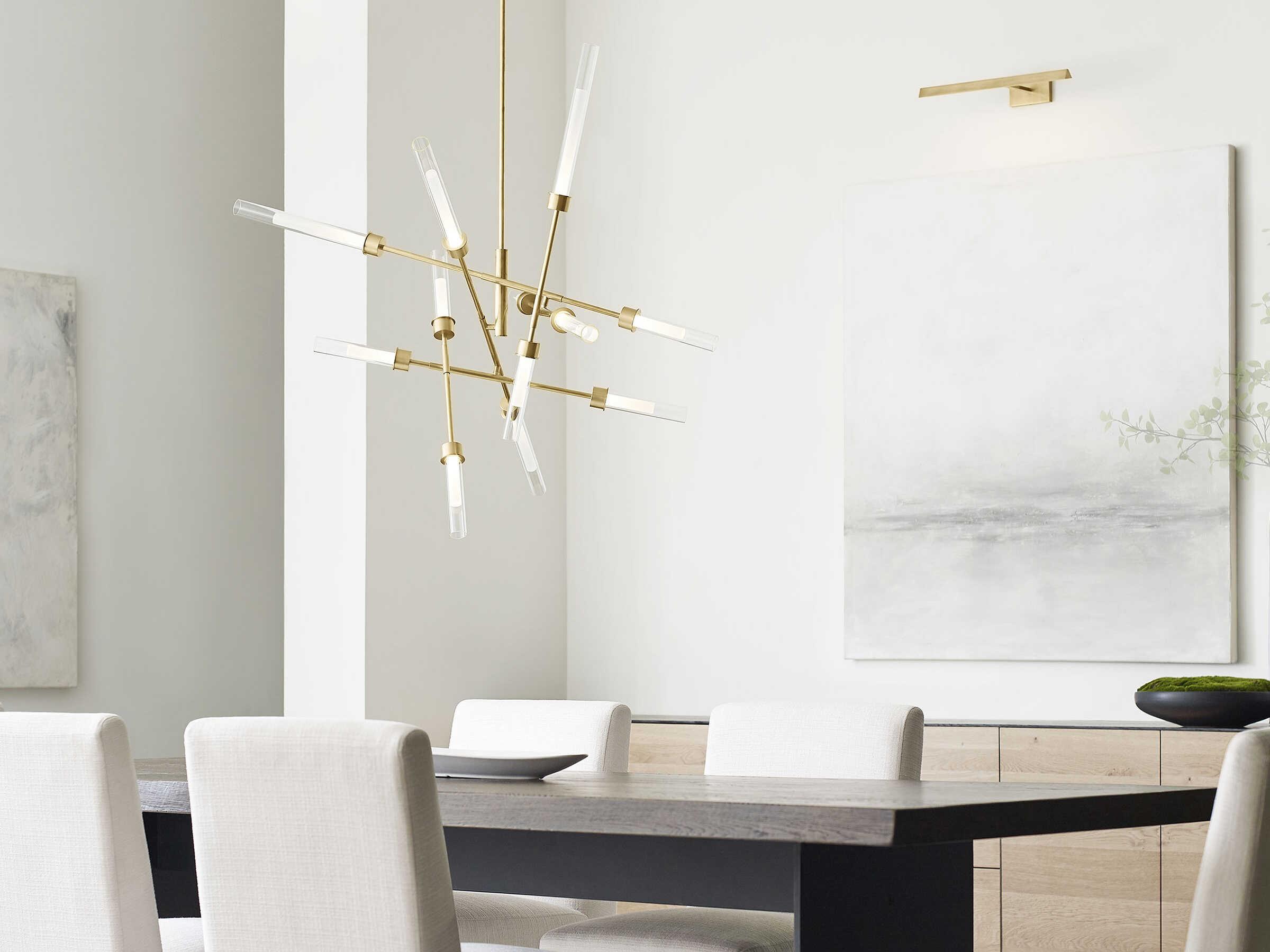 Visual Comfort Modern Linger 12-Light Natural Brass Chandelier