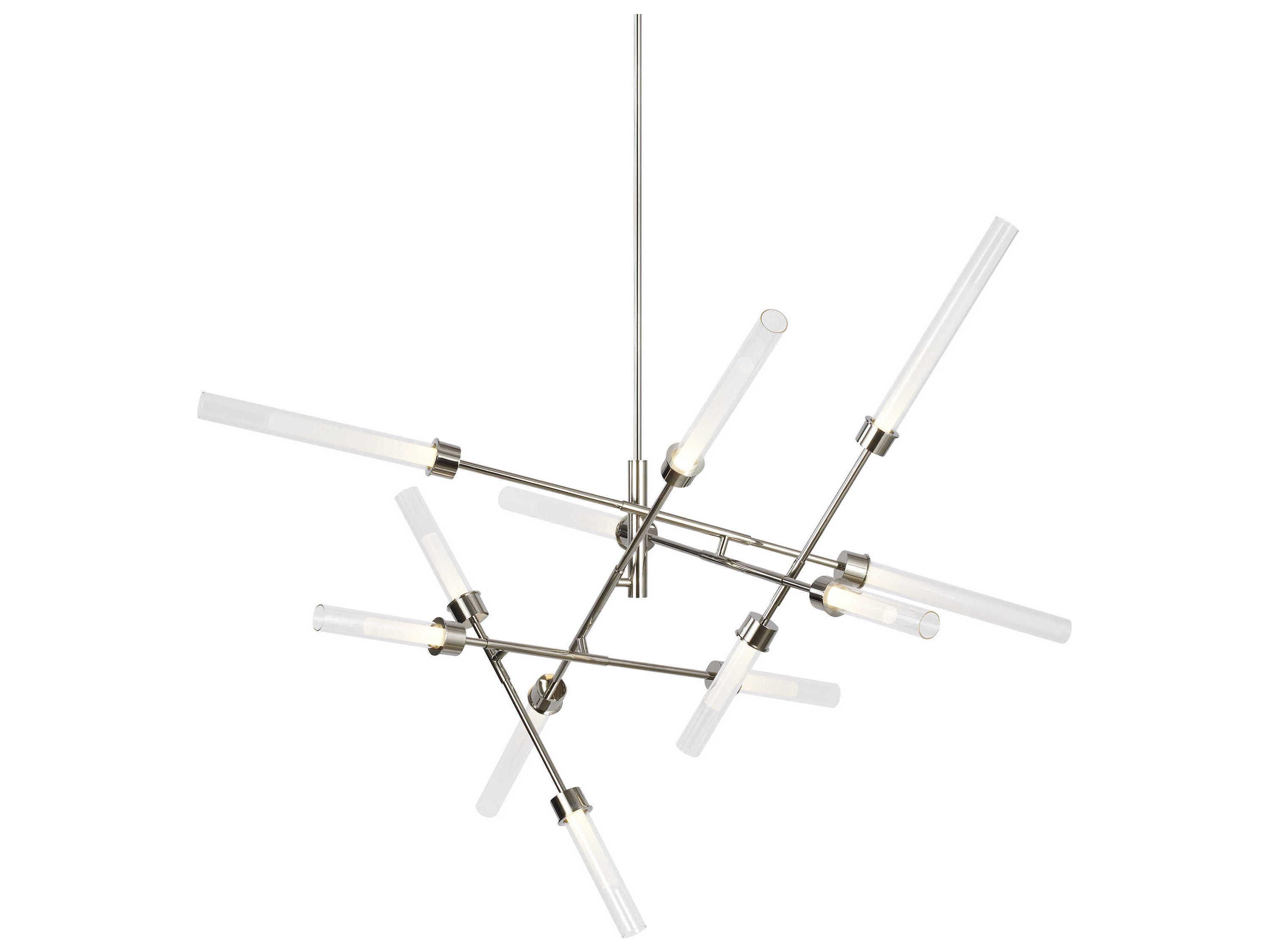 Visual Comfort Modern Linger 12-Light Polished Nickel Chandelier