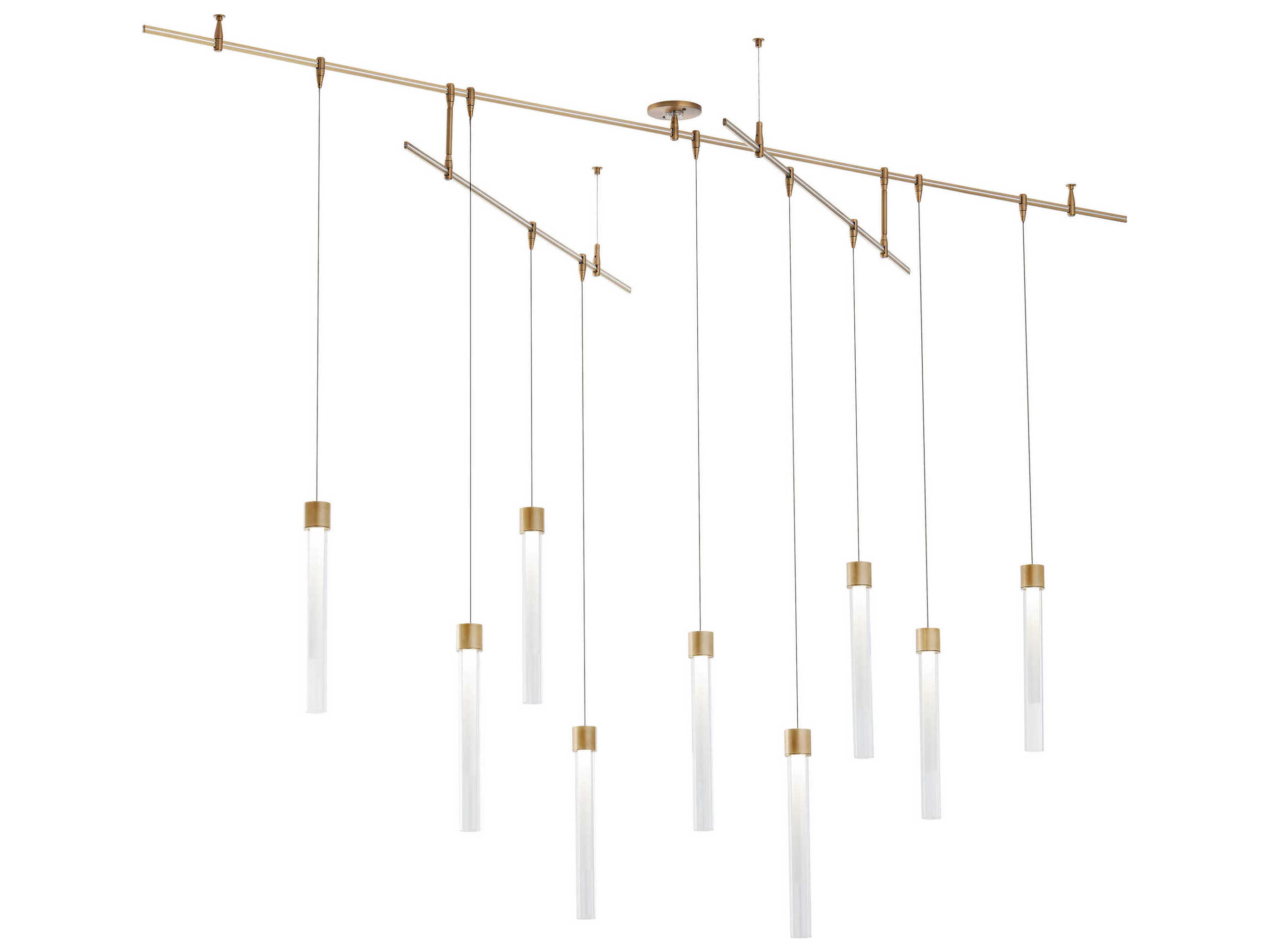 Visual Comfort Modern Linger 9-Light Natural Brass Linear Chandelier