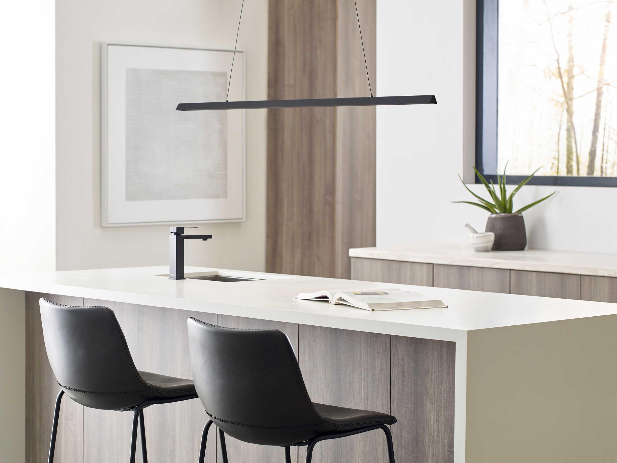 Visual Comfort Modern Dessau 1-Light Nightshade Black Linear Island Pendant