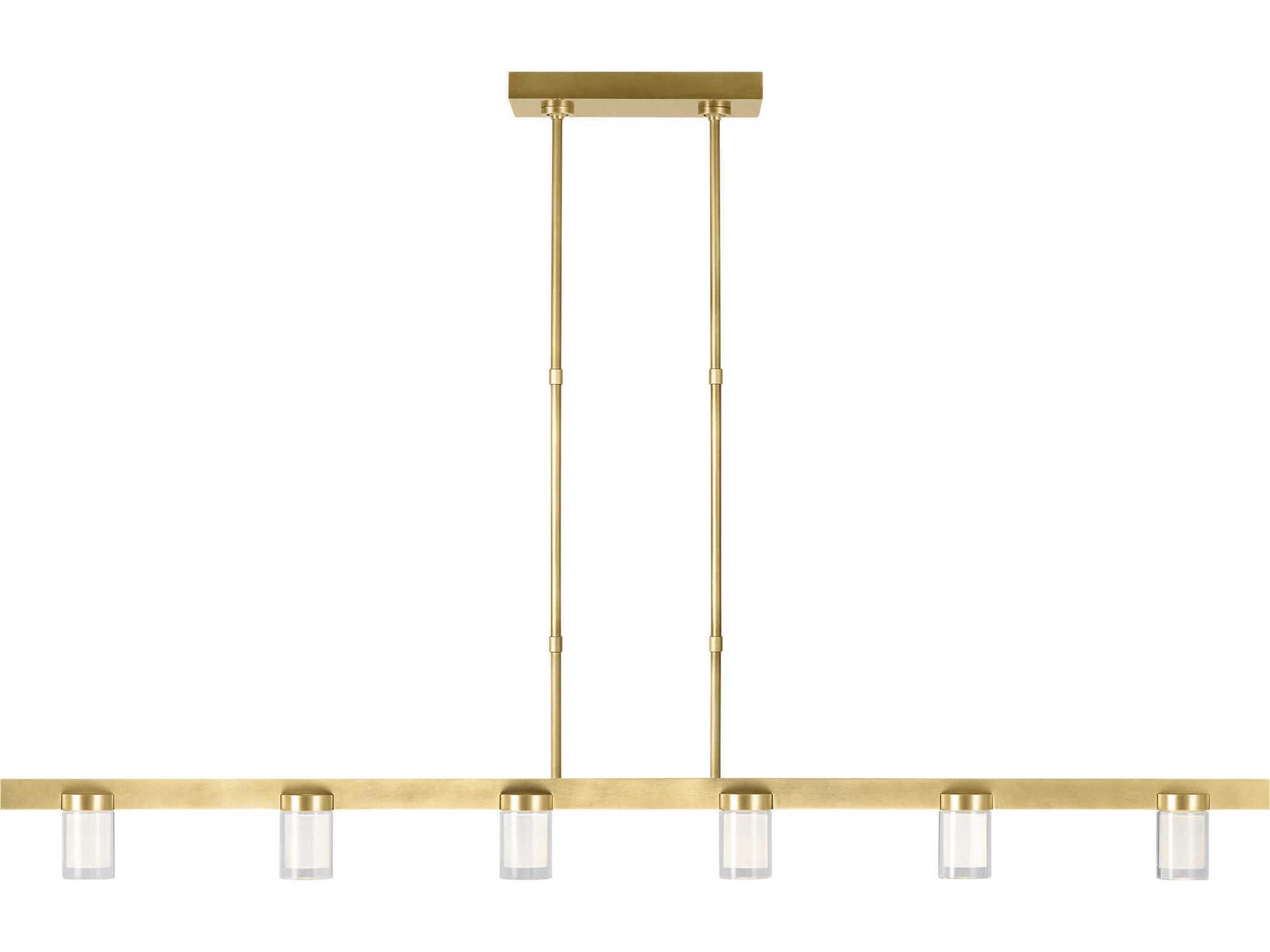 Visual Comfort Modern Esfera 6-Light Natural Brass Linear Island Pendant