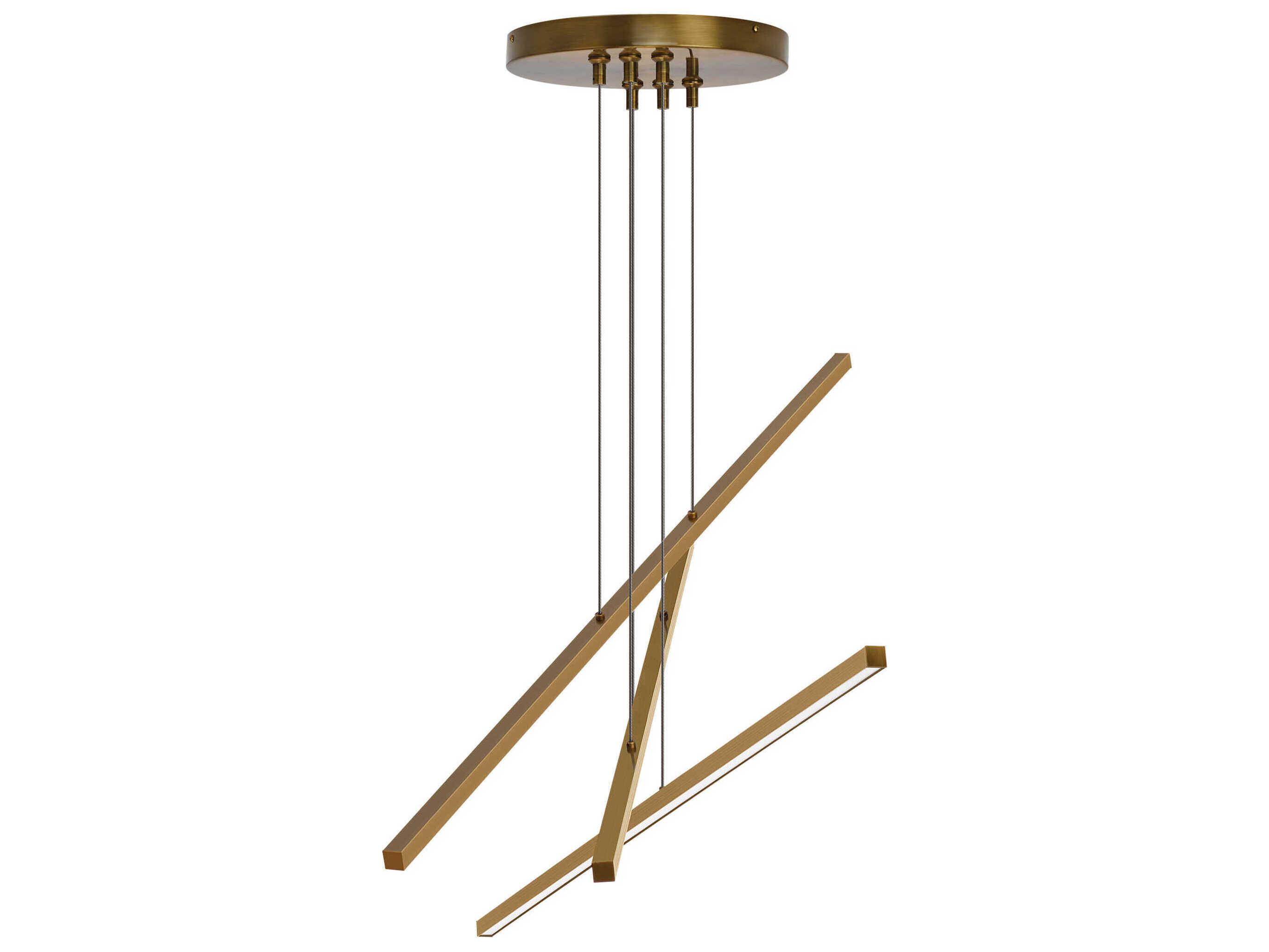 Visual Comfort Modern Essence 3-Light Aged Brass Linear Island Pendant