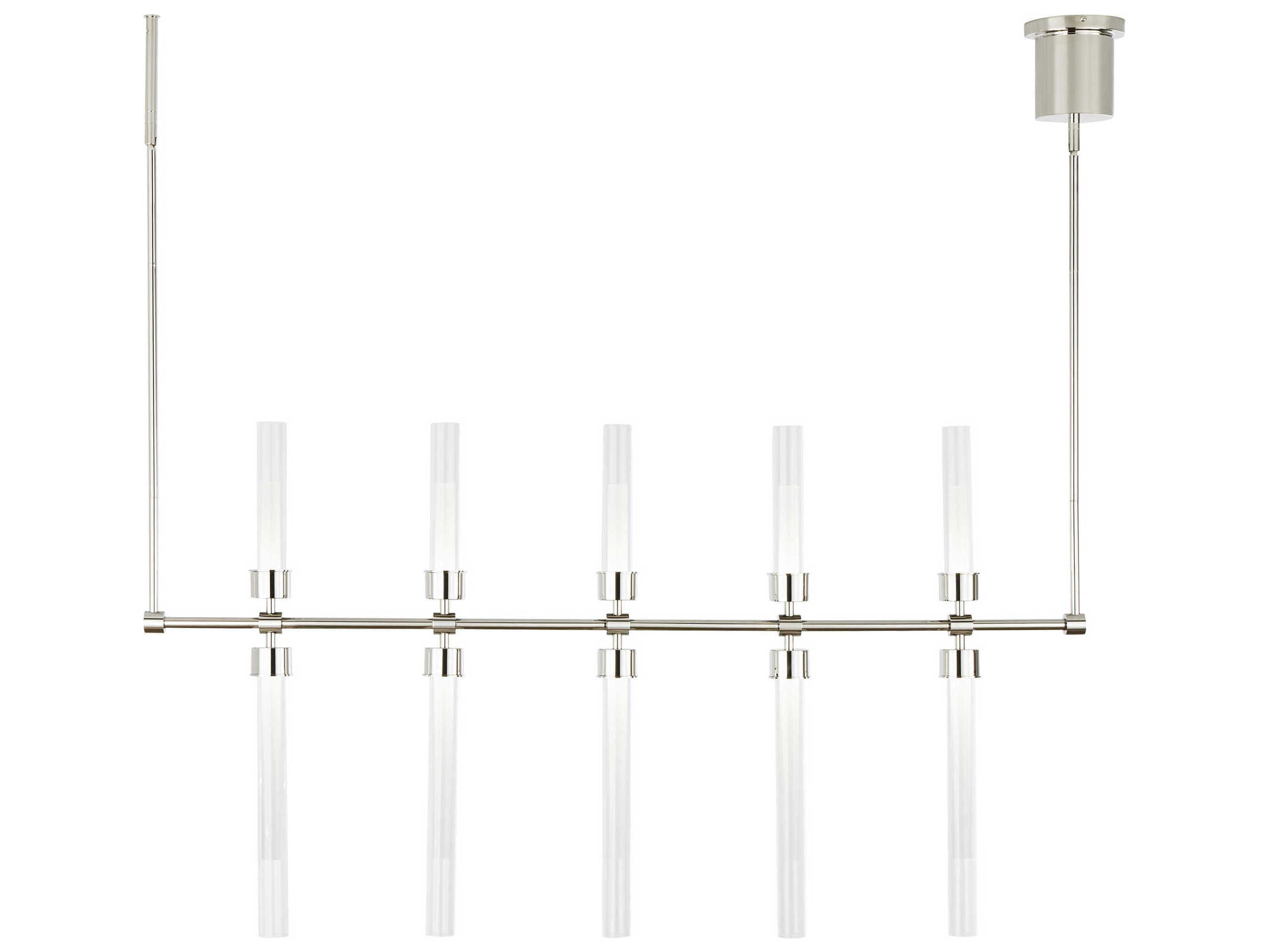Visual Comfort Modern Linger 10-Light Polished Nickel Linear Island Pendant