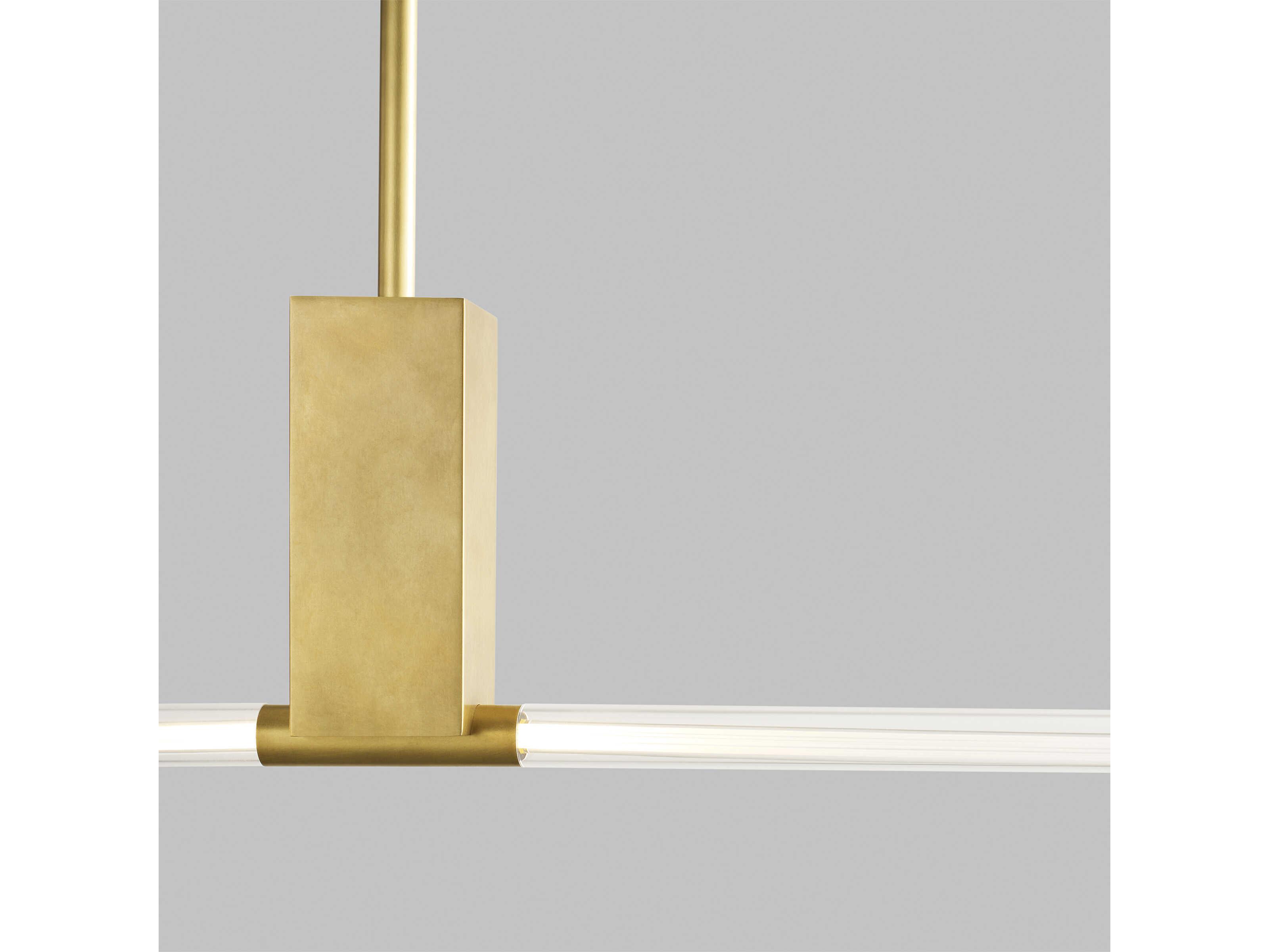 Visual Comfort Modern Phobos 1-Light Natural Brass Cylinder Linear Island Pendant