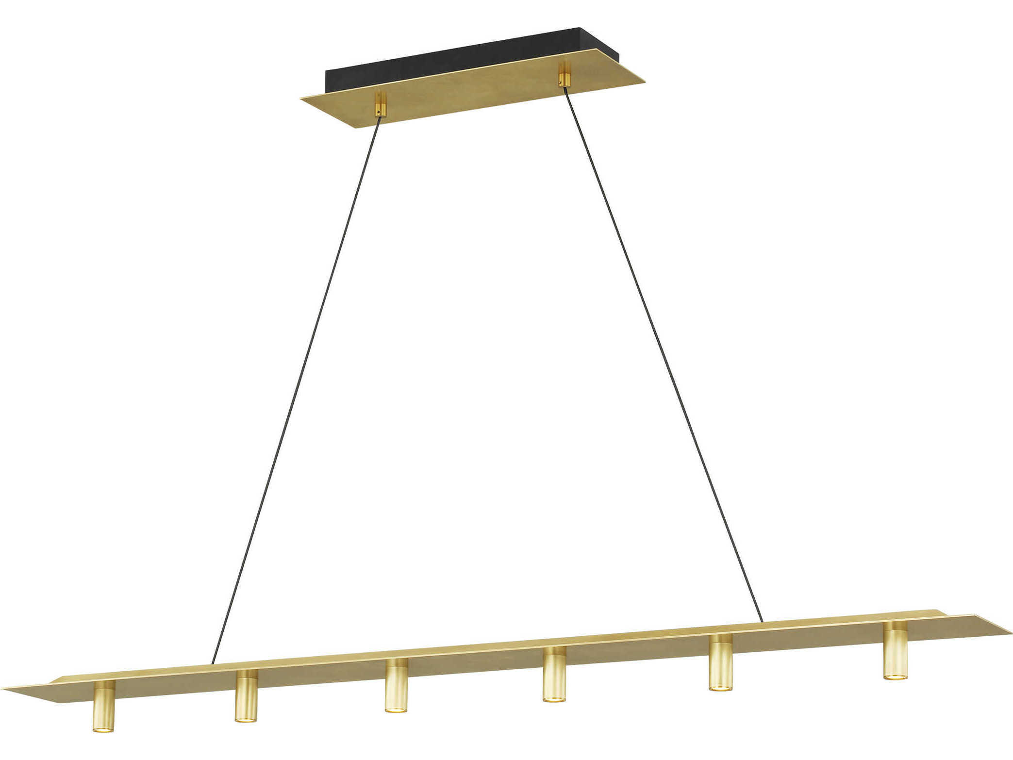 Visual Comfort Modern Ponte 1-Light Natural Brass Linear Island Pendant
