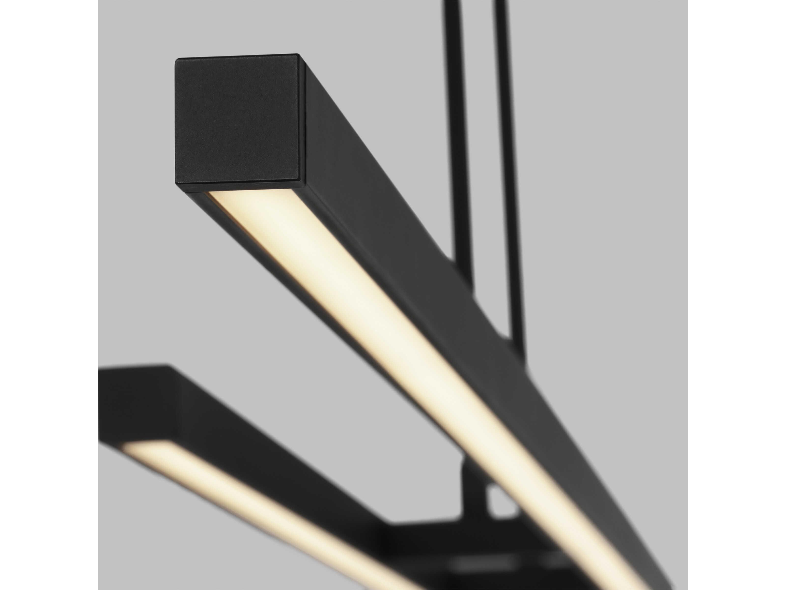 Visual Comfort Modern Stagger 2-Light Nightshade Black Linear Island Pendant