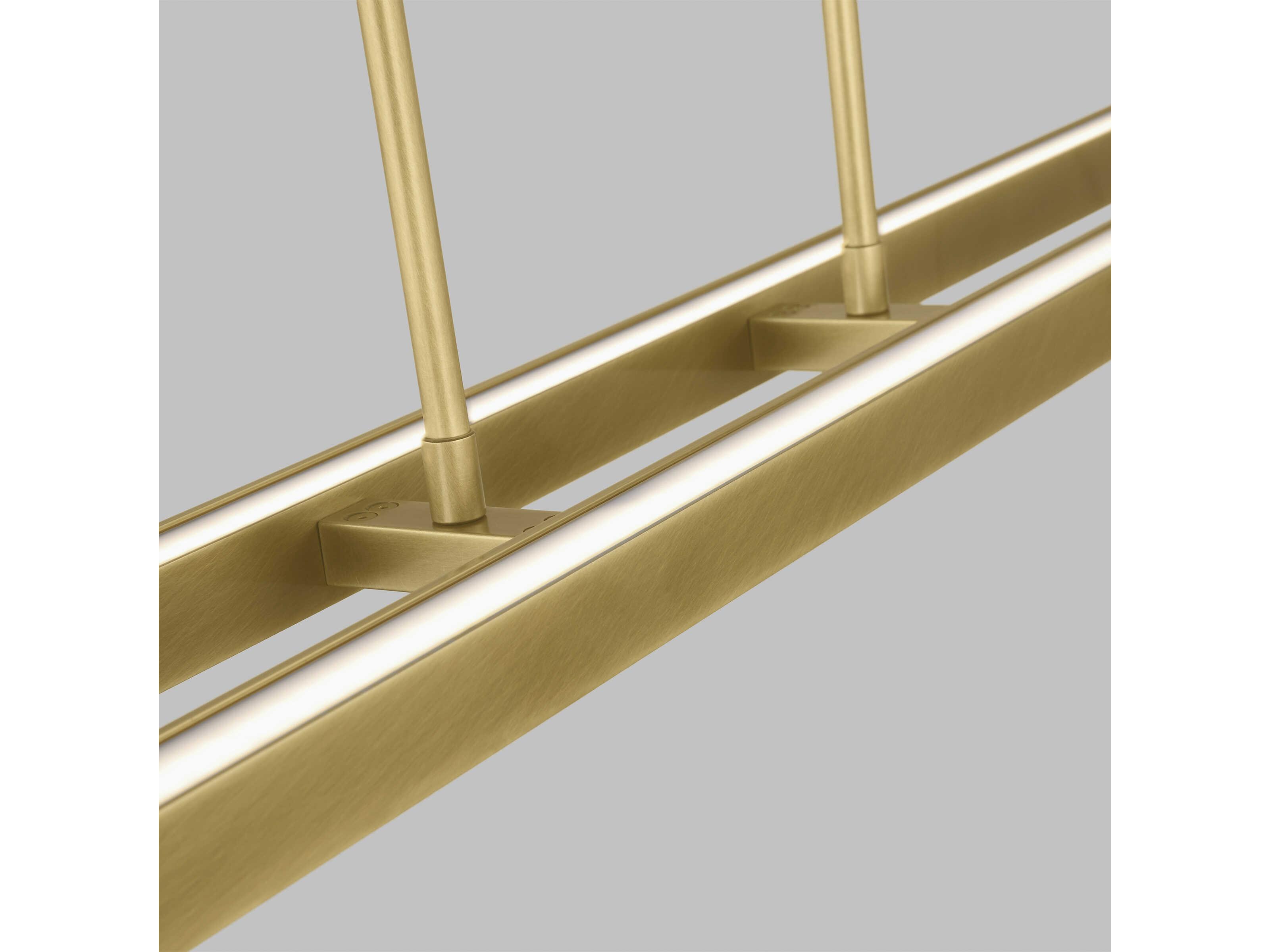 Visual Comfort Modern Stagger 2-Light Natural Brass Linear Island Pendant