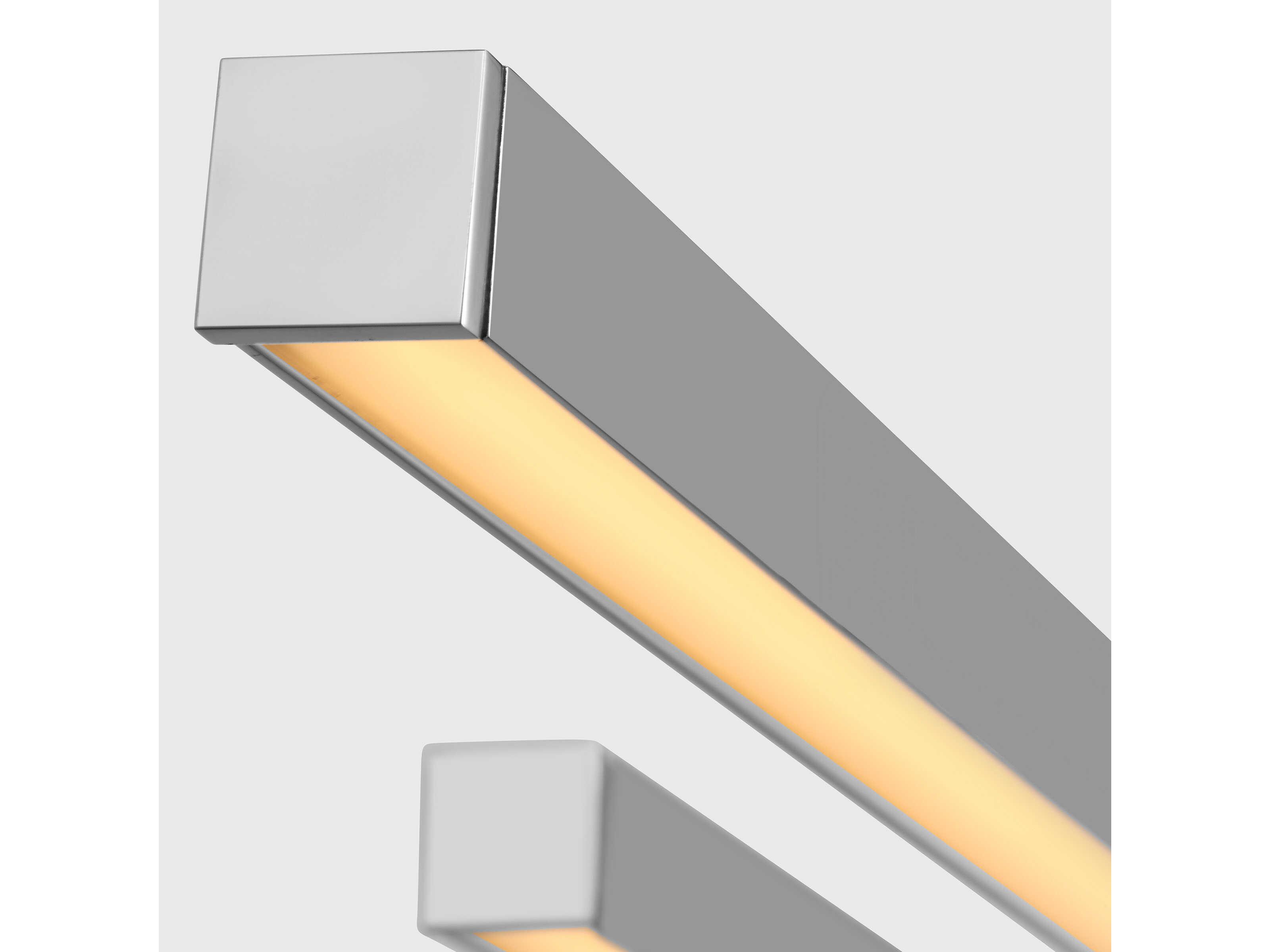 Visual Comfort Modern Stagger 2-Light Polished Stainless Steel Linear Island Pendant