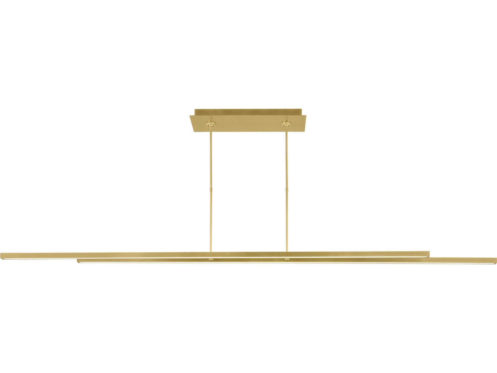 Visual Comfort Modern Stagger 2-Light Natural Brass Linear Island Pendant