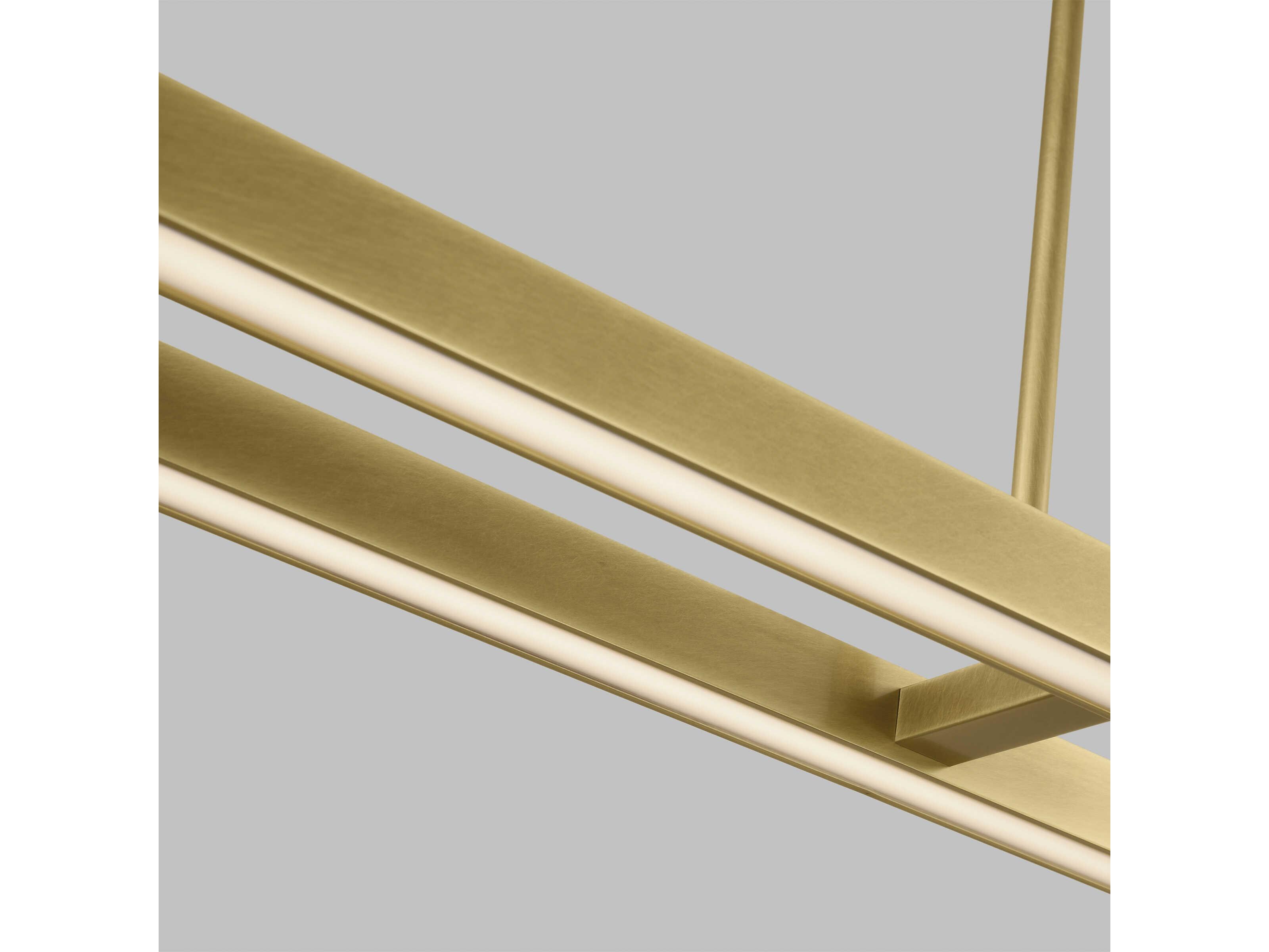 Visual Comfort Modern Stagger 2-Light Natural Brass Linear Island Pendant