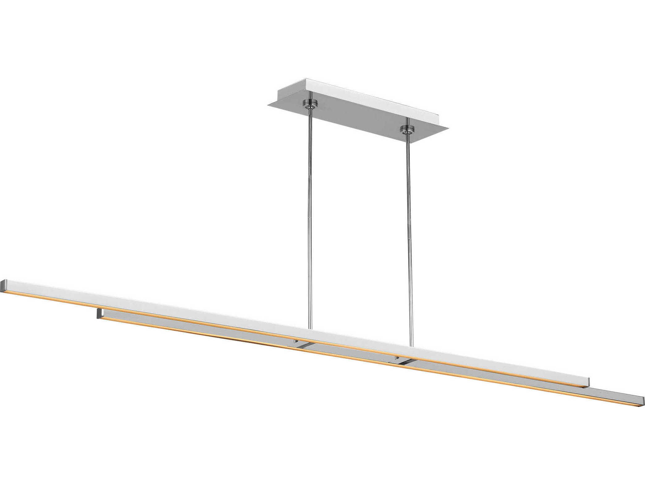 Visual Comfort Modern Stagger 2-Light Polished Stainless Steel Linear Island Pendant