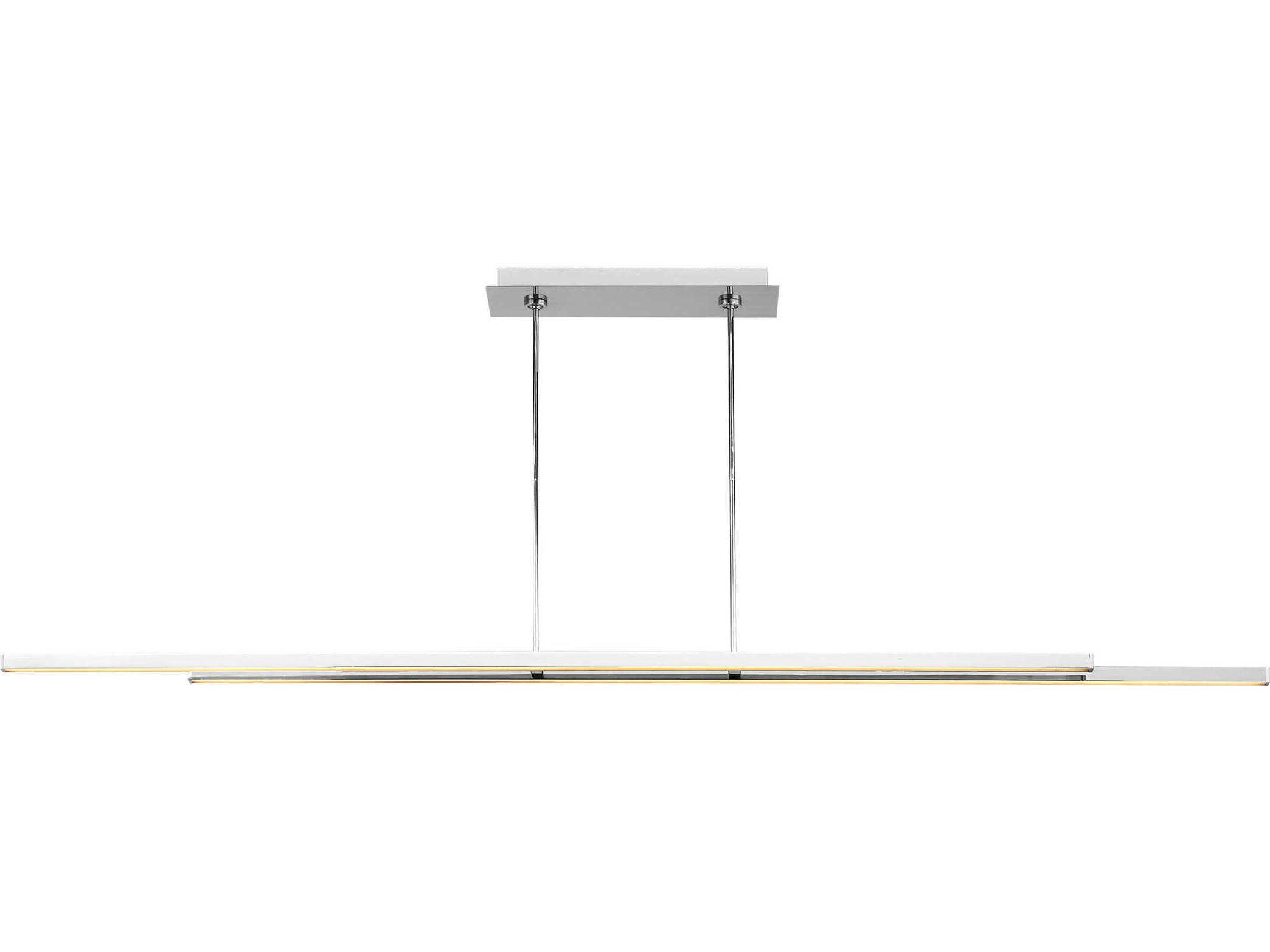 Visual Comfort Modern Stagger 2-Light Polished Stainless Steel Linear Island Pendant