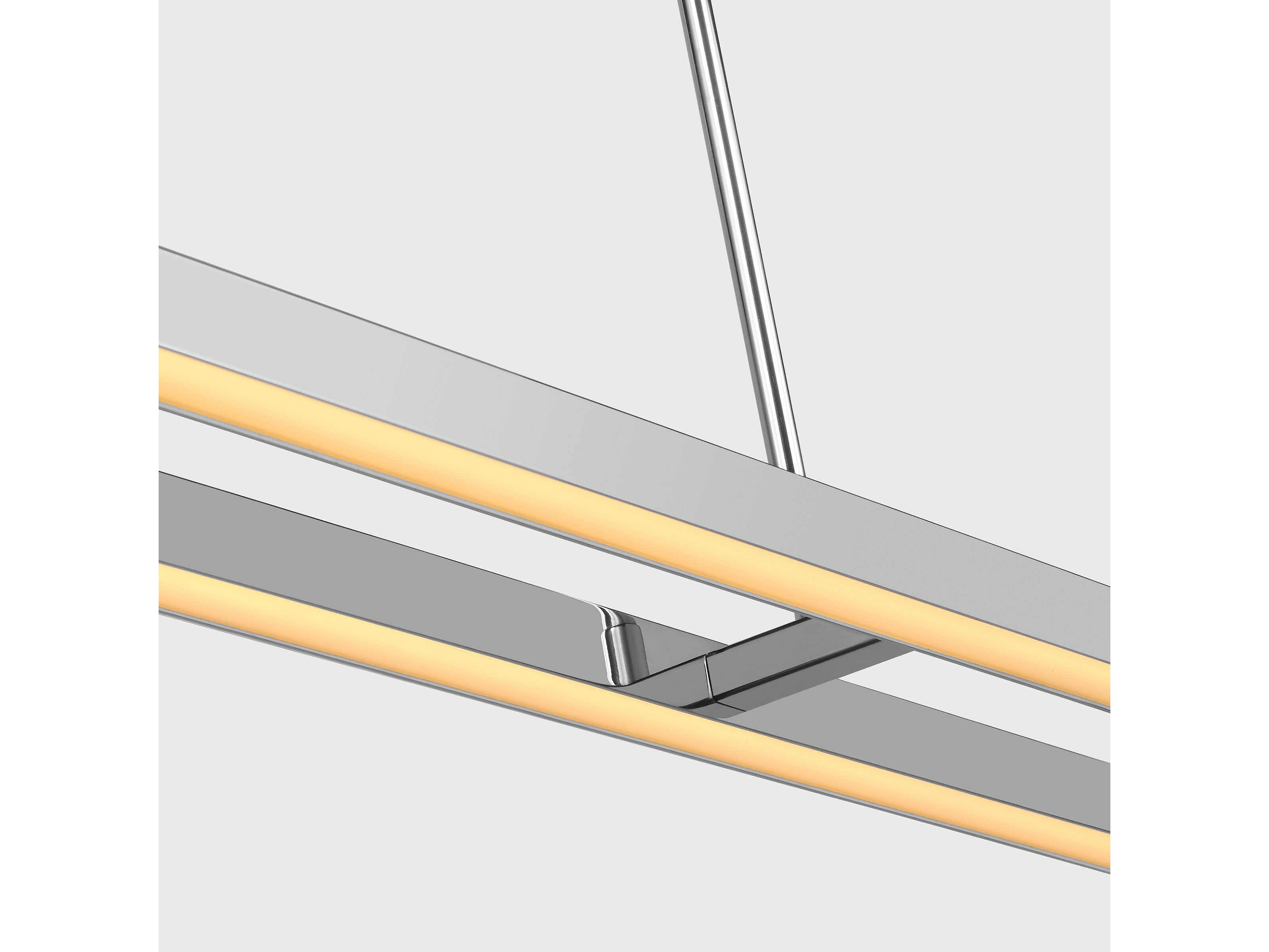 Visual Comfort Modern Stagger 2-Light Polished Stainless Steel Linear Island Pendant