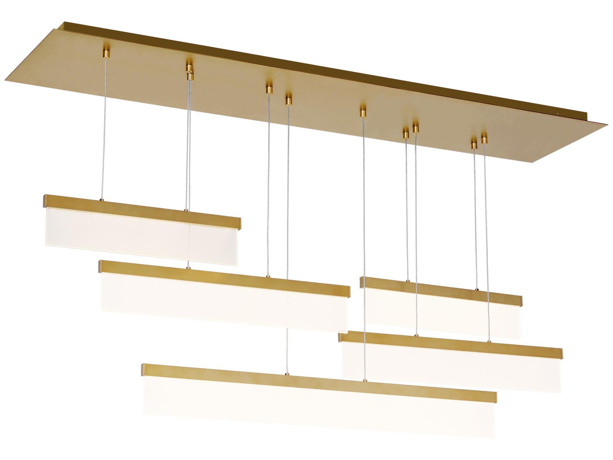 Visual Comfort Modern Sweep 5-Light Aged Brass Geometric Island Pendant