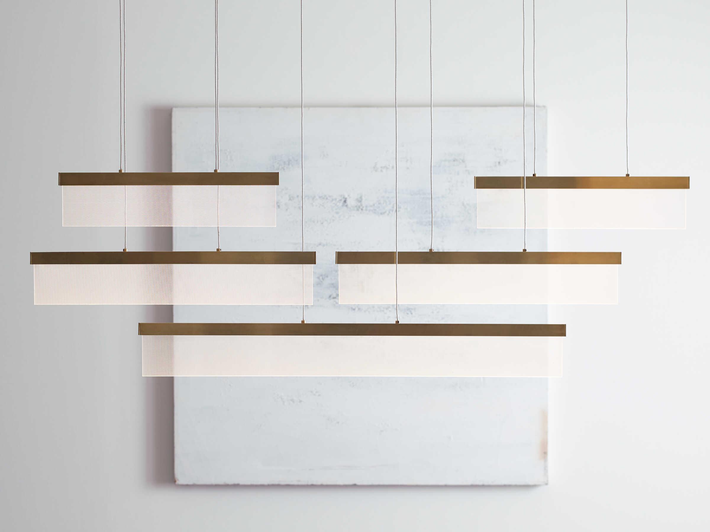 Visual Comfort Modern Sweep 5-Light Aged Brass Geometric Island Pendant