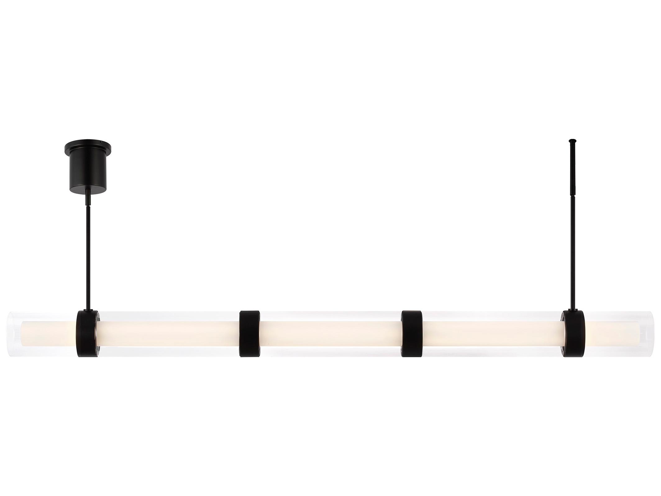Visual Comfort Modern Wit 1-Light Black Cylinder Linear Island Pendant