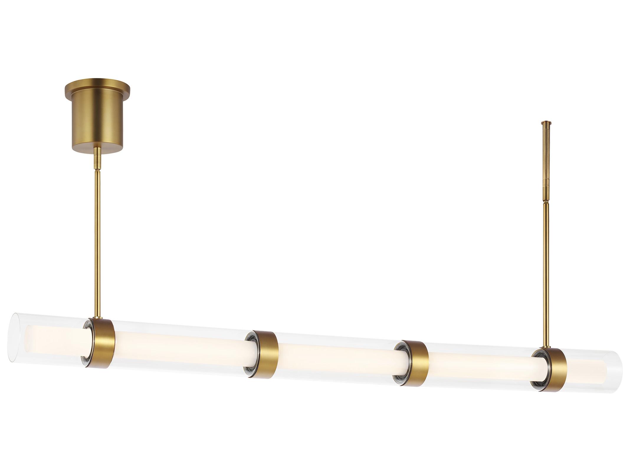 Visual Comfort Modern Wit 1-Light Aged Brass Cylinder Linear Island Pendant