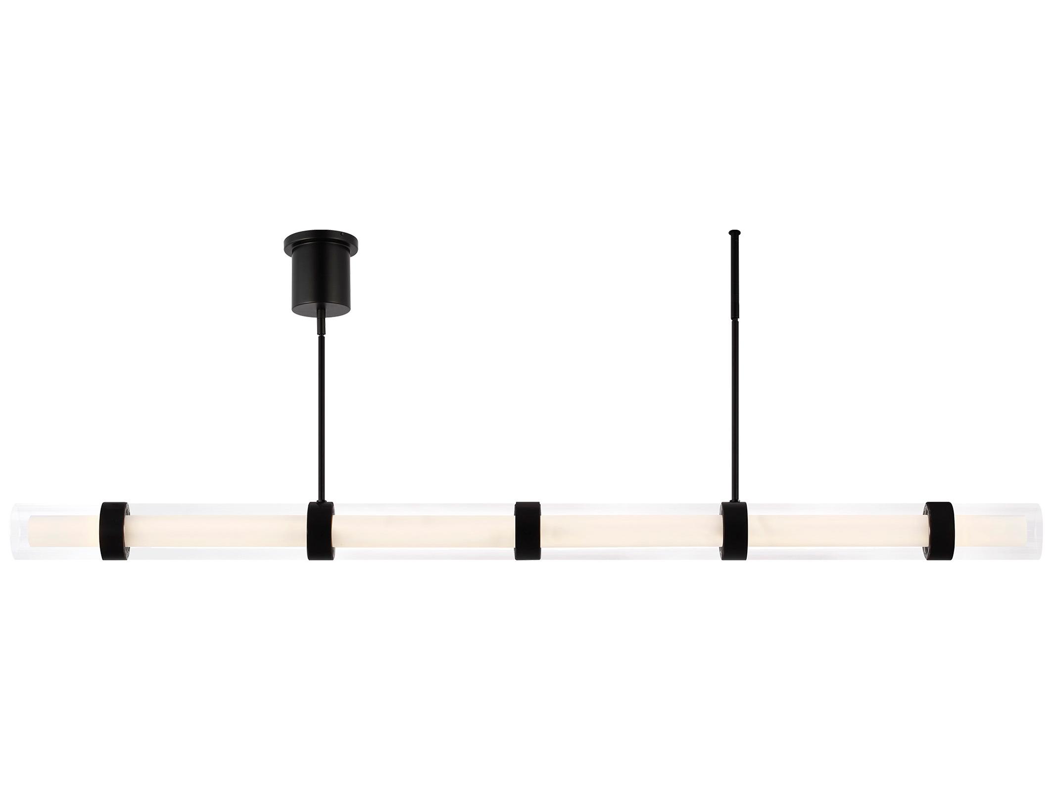 Visual Comfort Modern Wit 1-Light Black Cylinder Linear Island Pendant