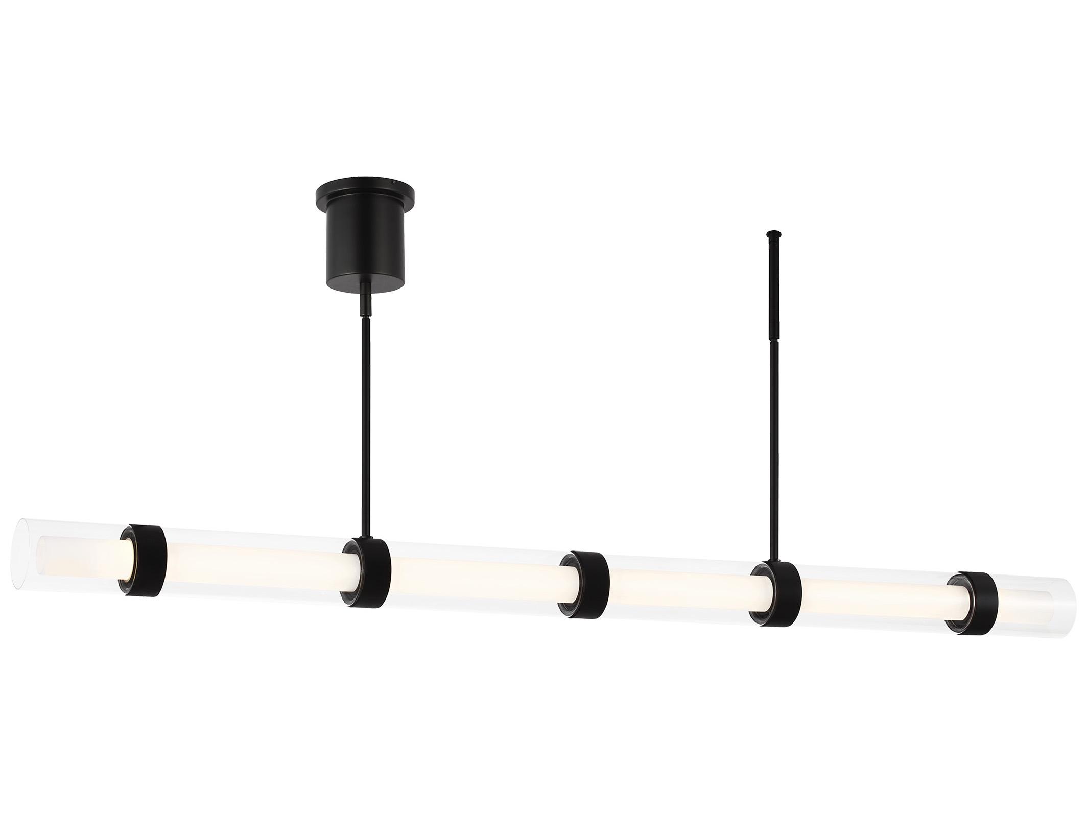 Visual Comfort Modern Wit 1-Light Black Cylinder Linear Island Pendant
