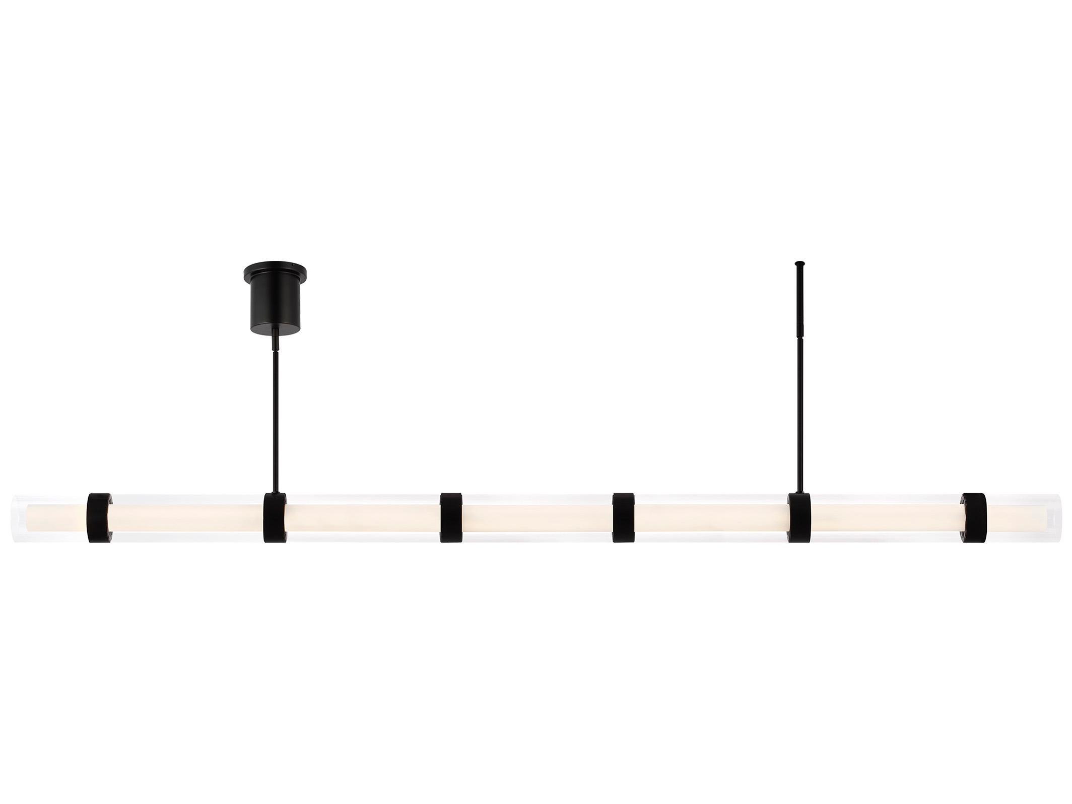 Visual Comfort Modern Wit 1-Light Black Cylinder Linear Island Pendant