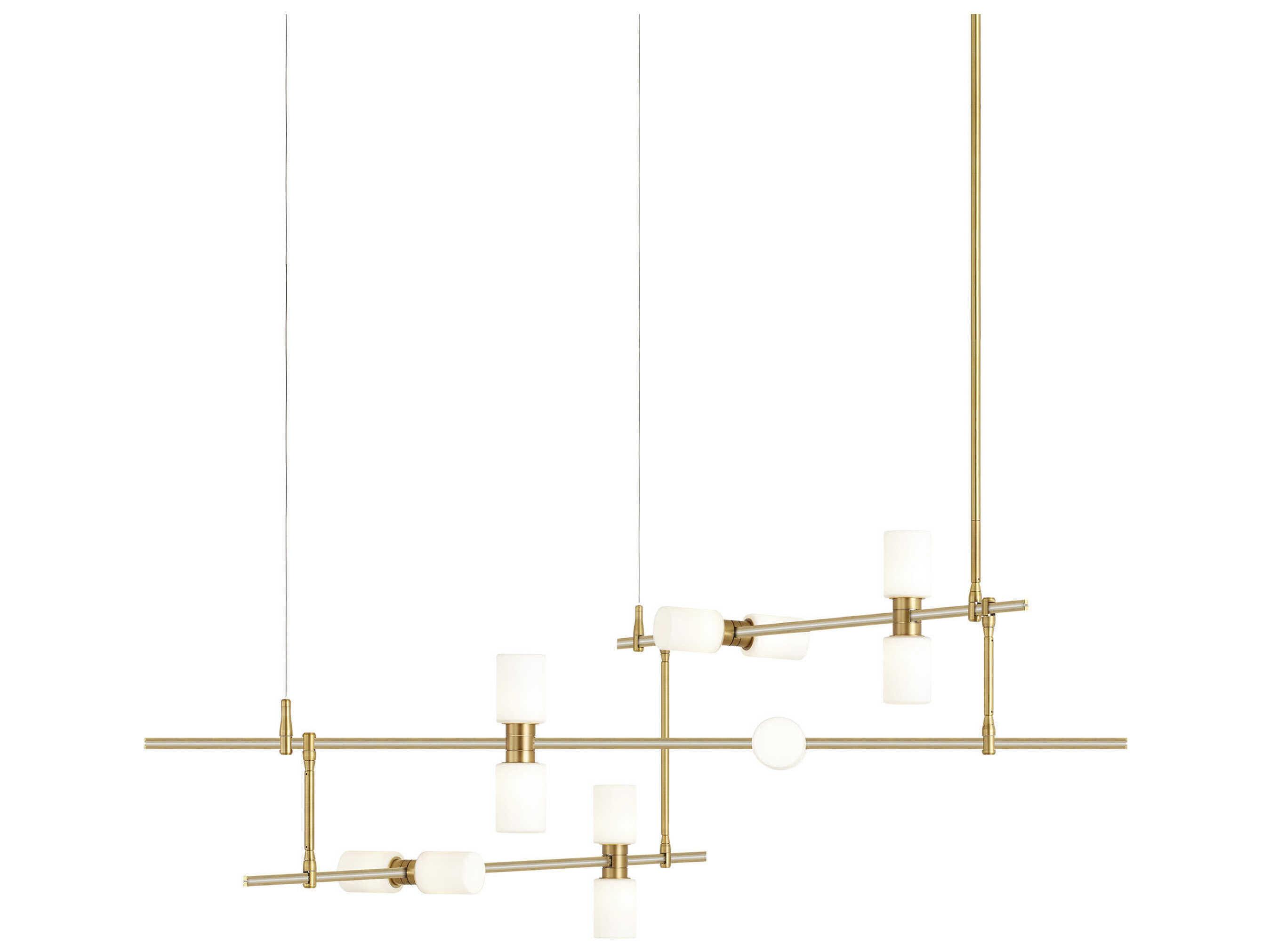 Visual Comfort Modern Rail 12-Light Aged Brass Chandelier
