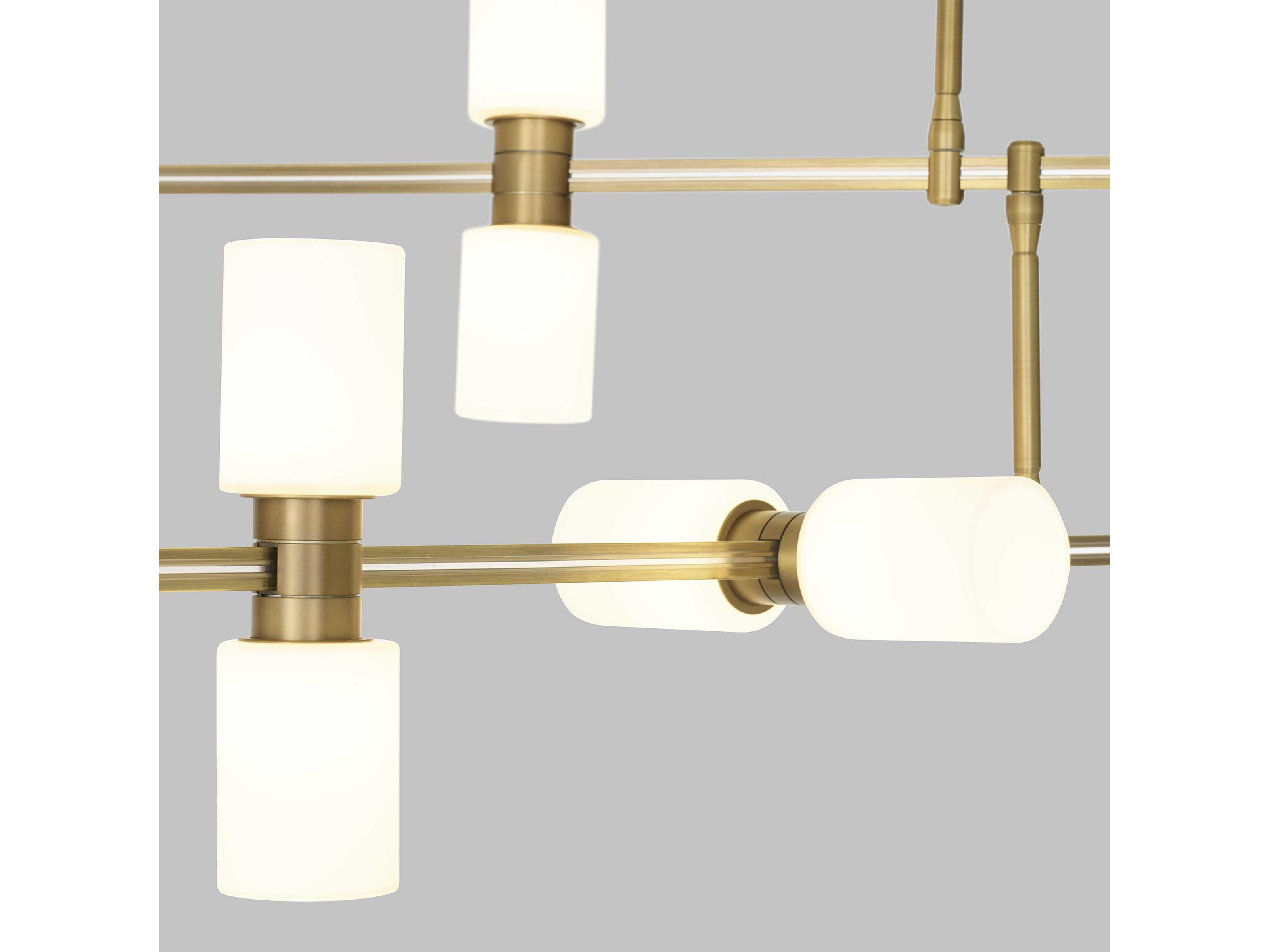 Visual Comfort Modern Rail 12-Light Aged Brass Chandelier