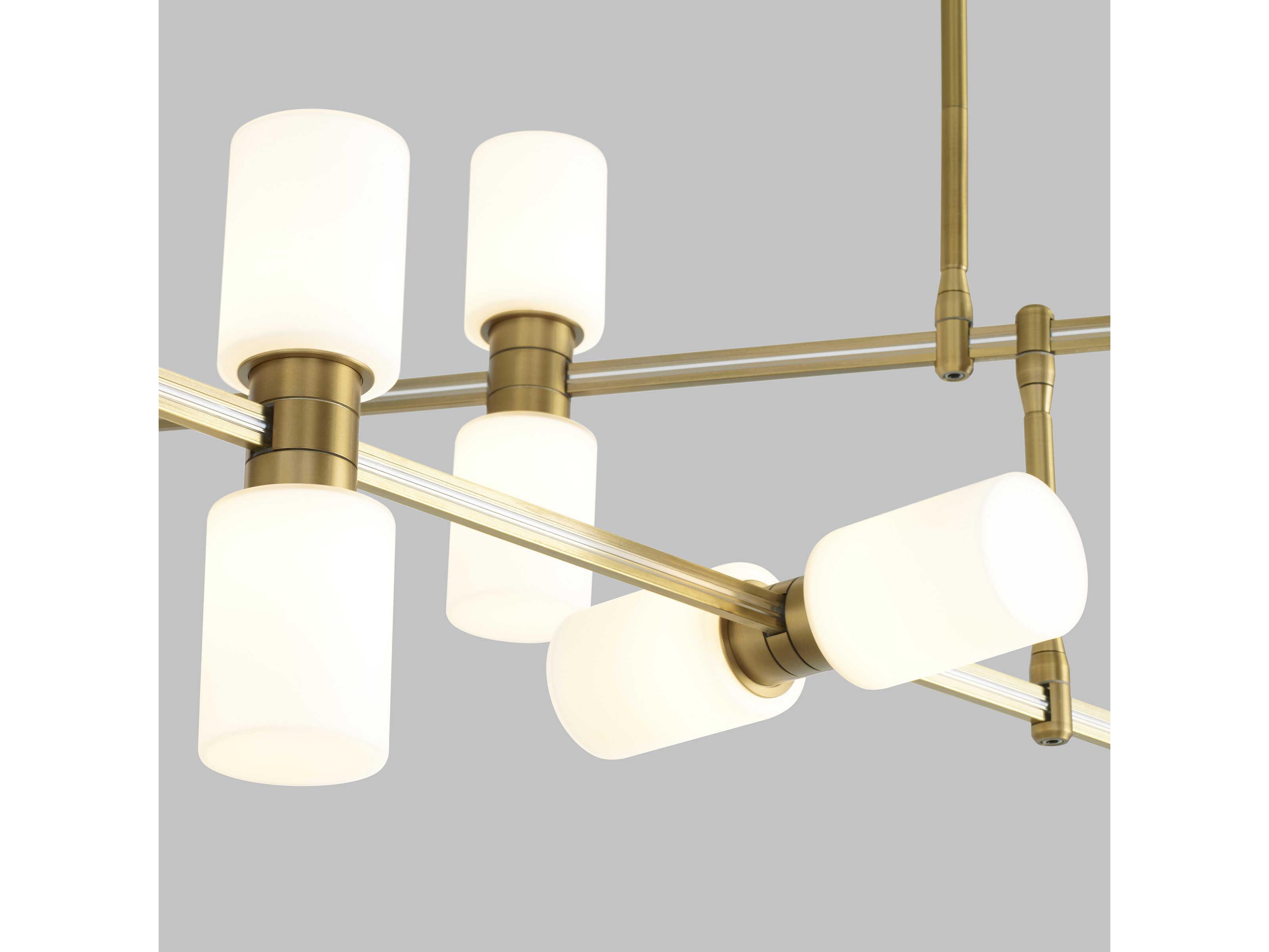 Visual Comfort Modern Rail 12-Light Aged Brass Chandelier