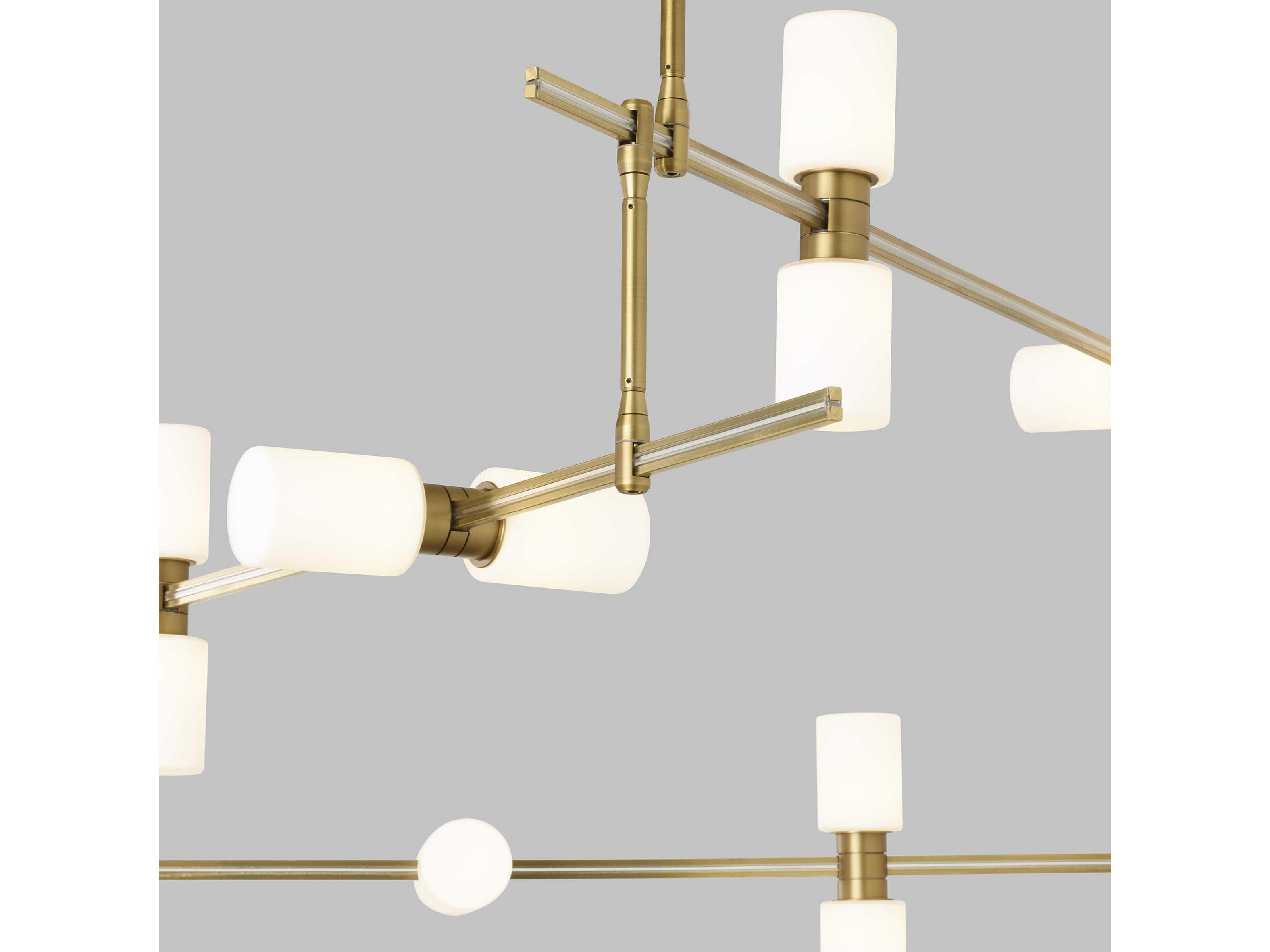 Visual Comfort Modern Rail 12-Light Aged Brass Chandelier