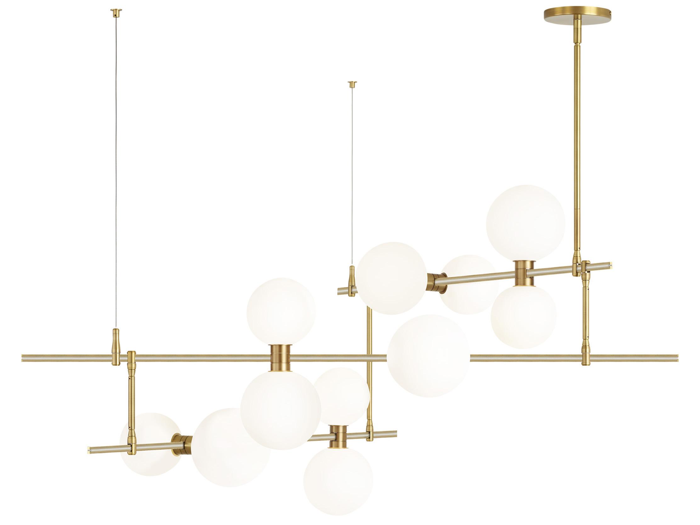 Visual Comfort Modern Rail 12-Light Aged Brass Chandelier