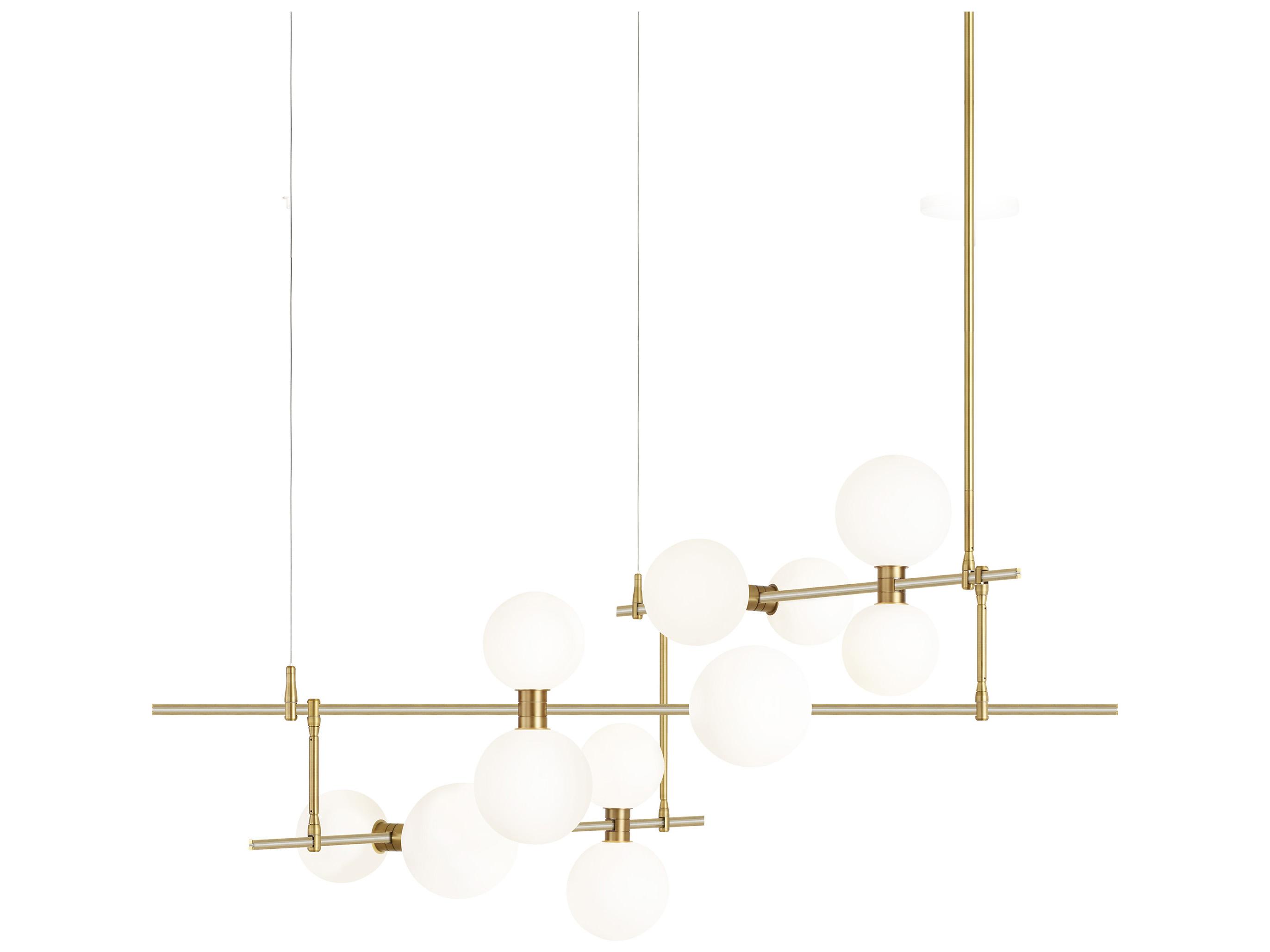 Visual Comfort Modern Rail 12-Light Aged Brass Chandelier